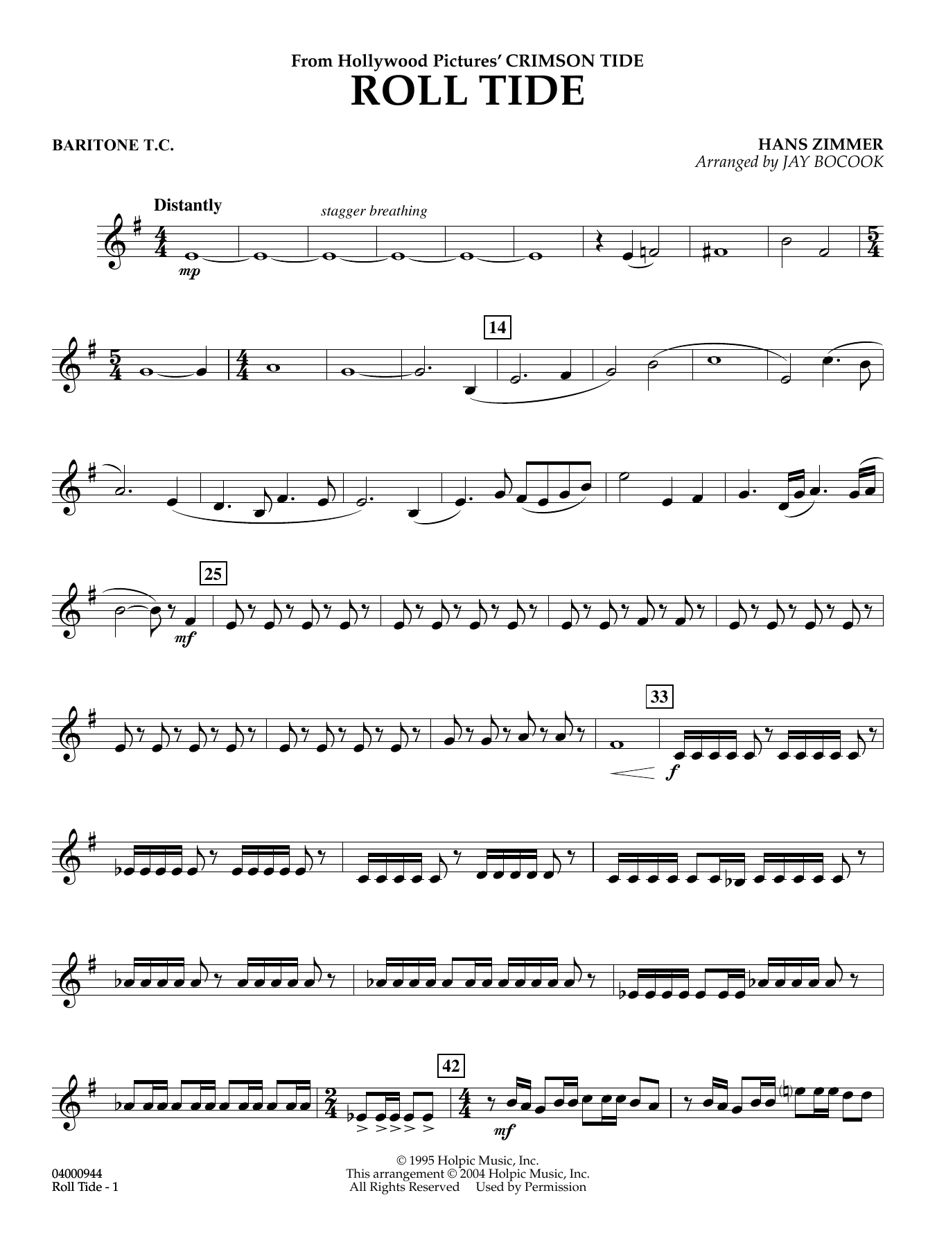 Roll Tide (from Crimson Tide) (arr. Jay Bocook) - Baritone T.C.