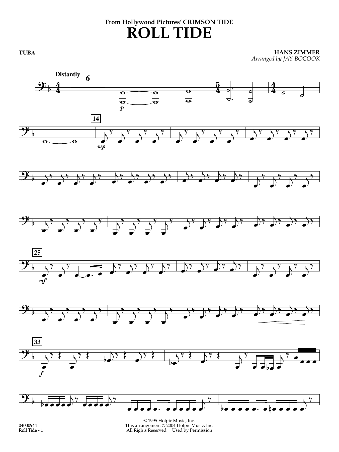 Roll Tide (from Crimson Tide) (arr. Jay Bocook) - Tuba