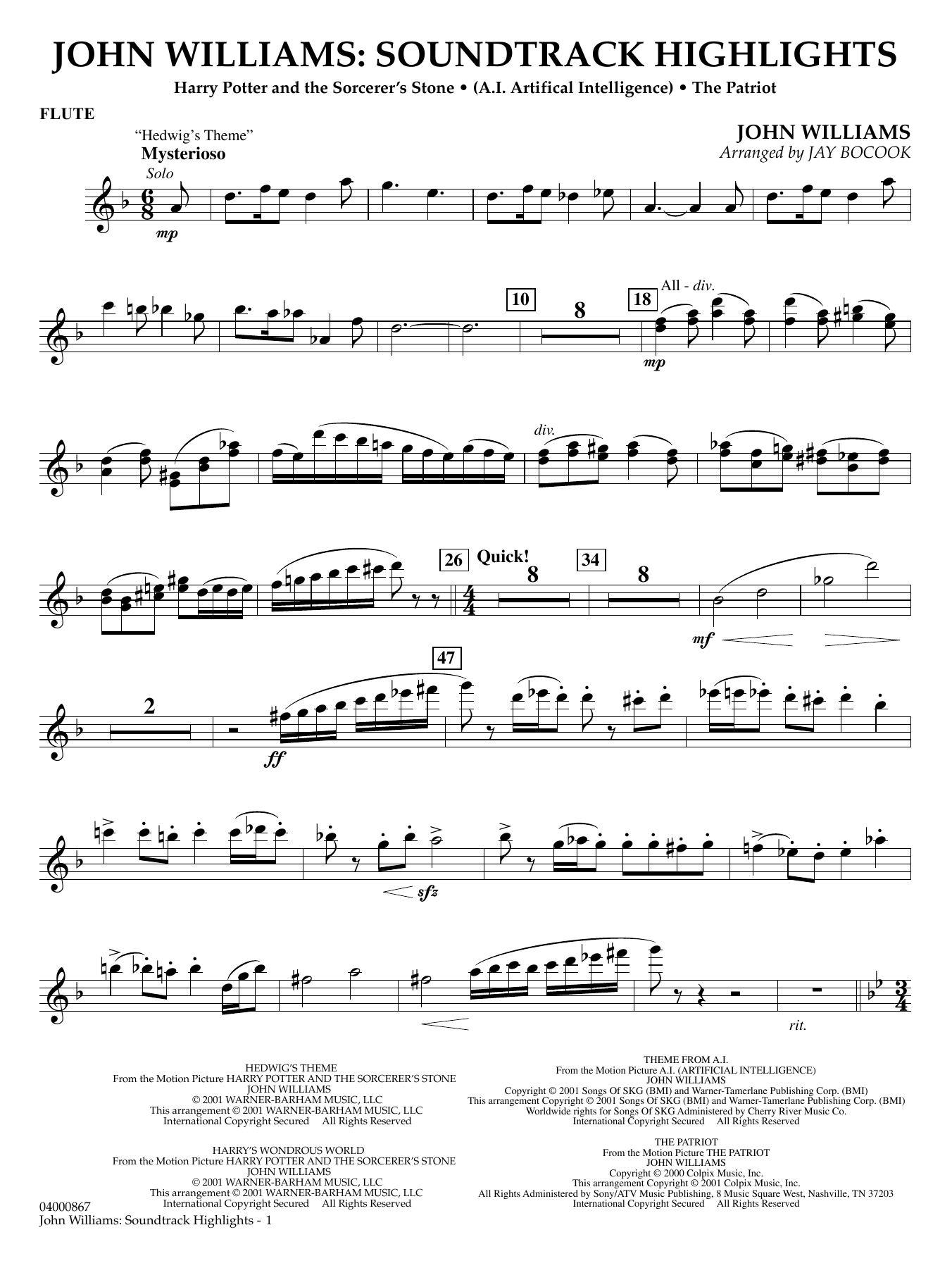 John Williams: Soundtrack Highlights (arr. Jay Bocook) - Flute