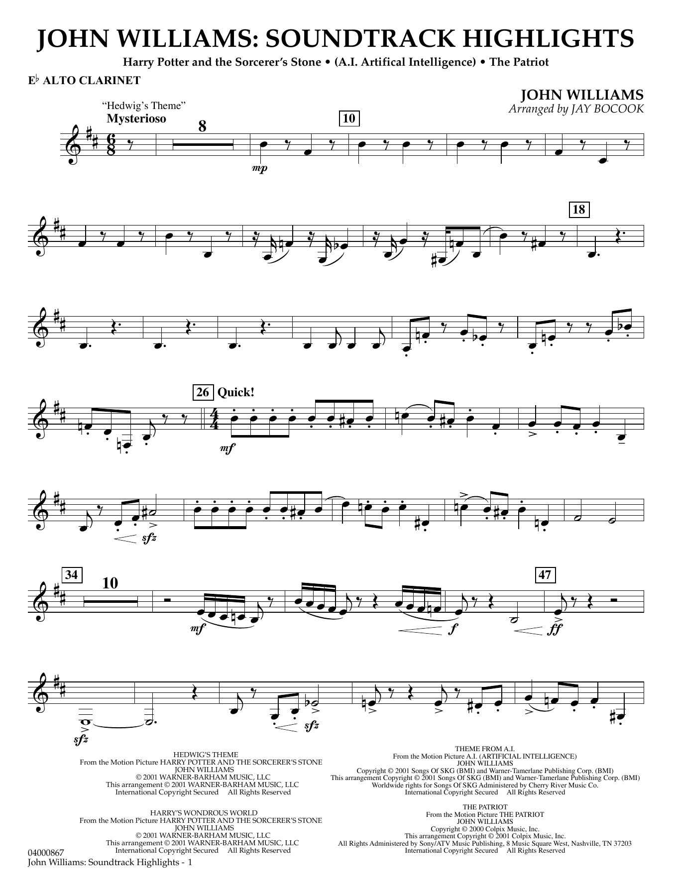 John Williams: Soundtrack Highlights (arr. Jay Bocook) - Eb Alto Clarinet