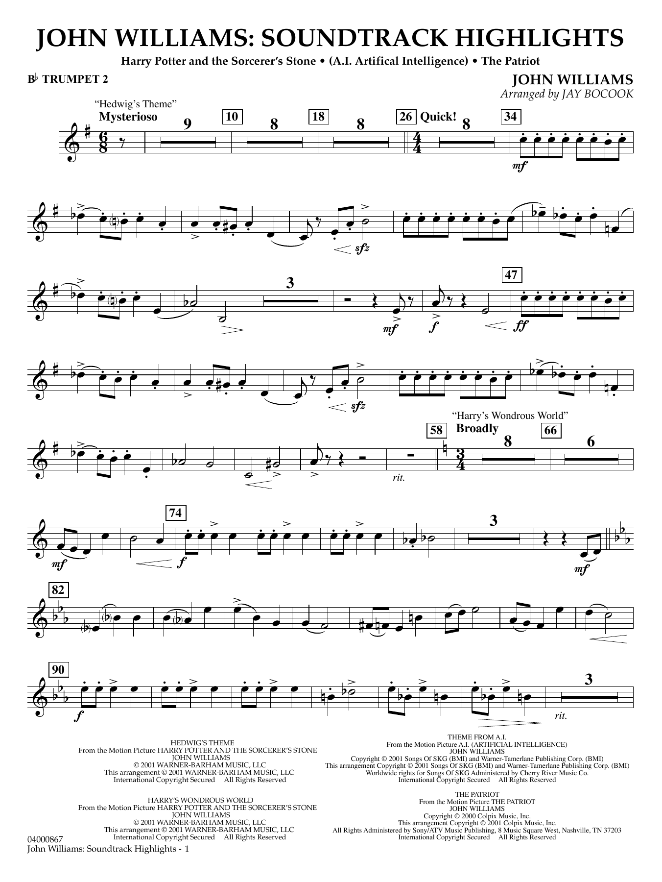 John Williams: Soundtrack Highlights (arr. Jay Bocook) - Bb Trumpet 2