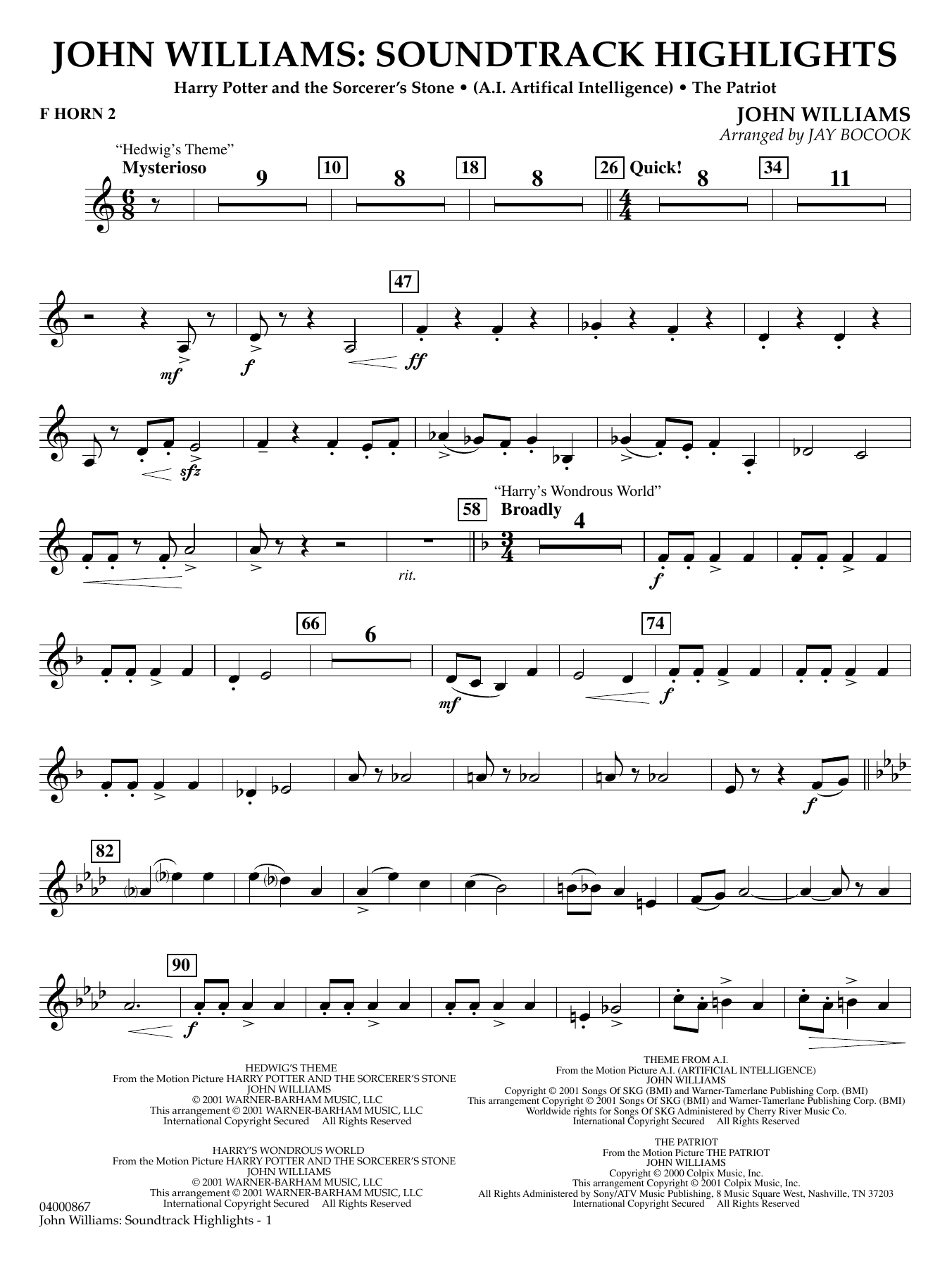 John Williams: Soundtrack Highlights (arr. Jay Bocook) - F Horn 2