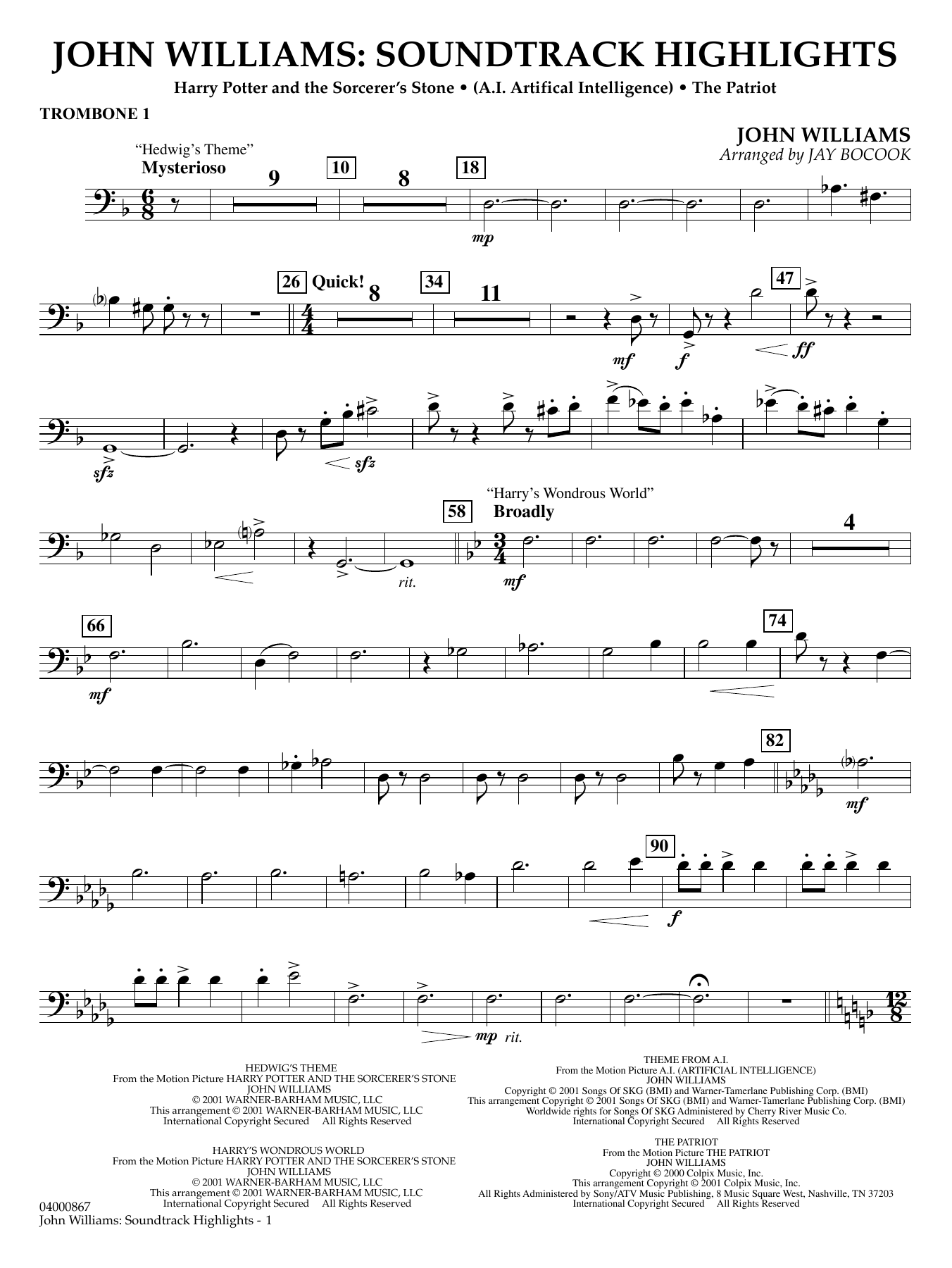 John Williams: Soundtrack Highlights (arr. Jay Bocook) - Trombone 1