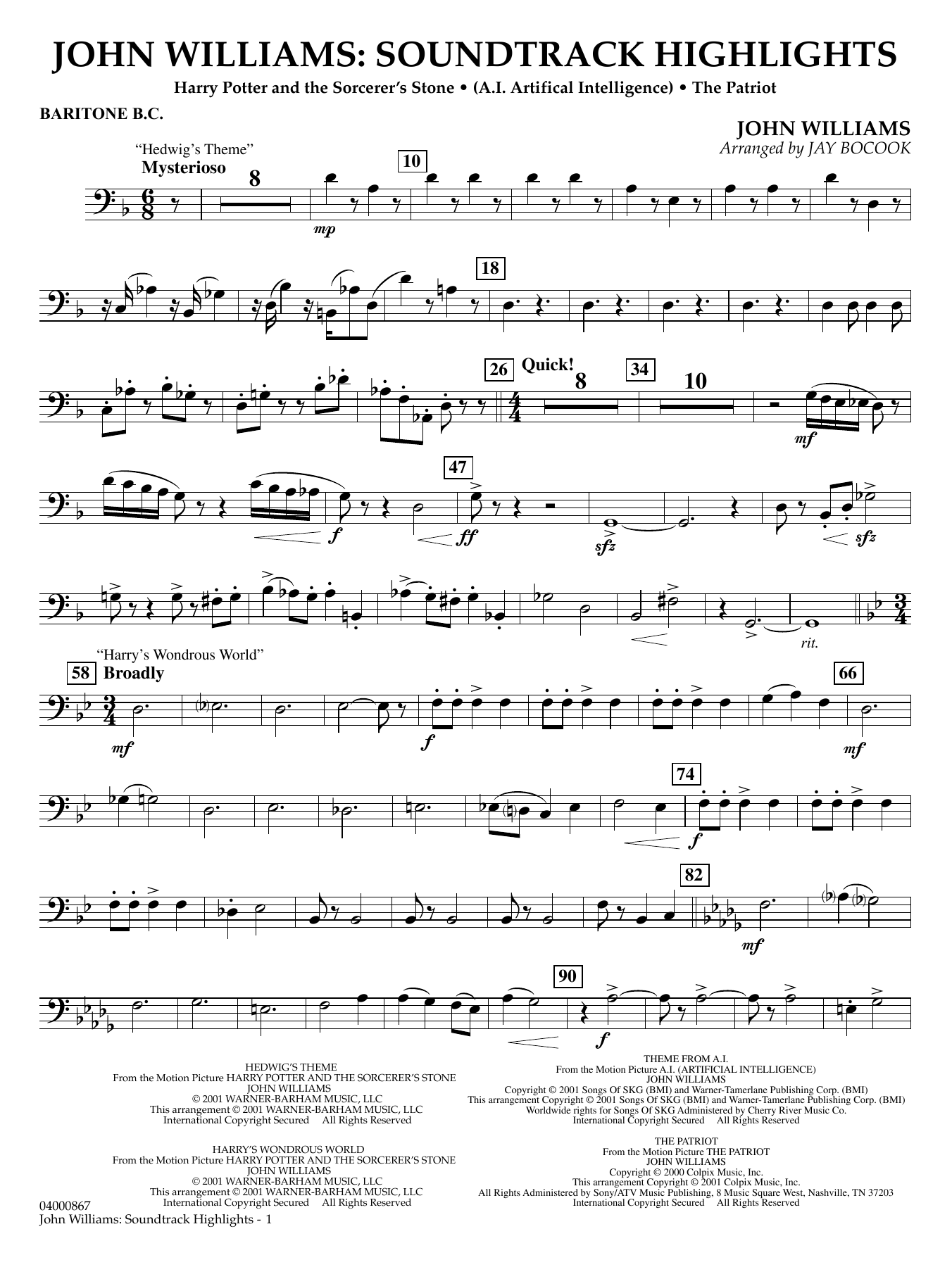 John Williams: Soundtrack Highlights (arr. Jay Bocook) - Baritone B.C.