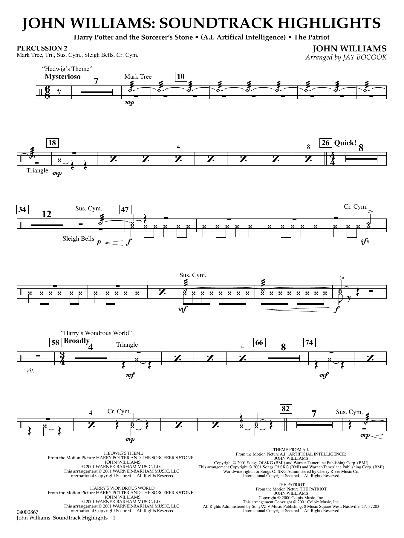 John Williams: Soundtrack Highlights (arr. Jay Bocook) - Percussion 2