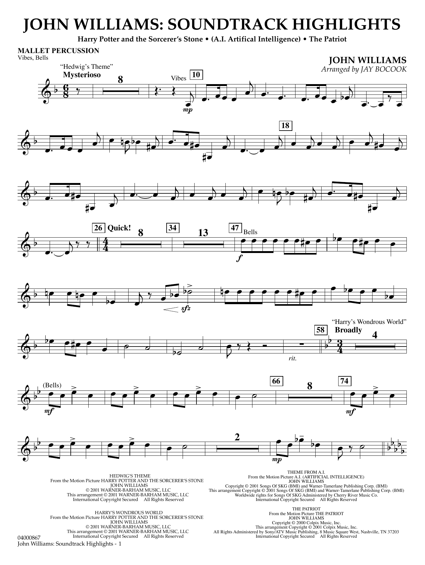 John Williams: Soundtrack Highlights (arr. Jay Bocook) - Mallet Percussion