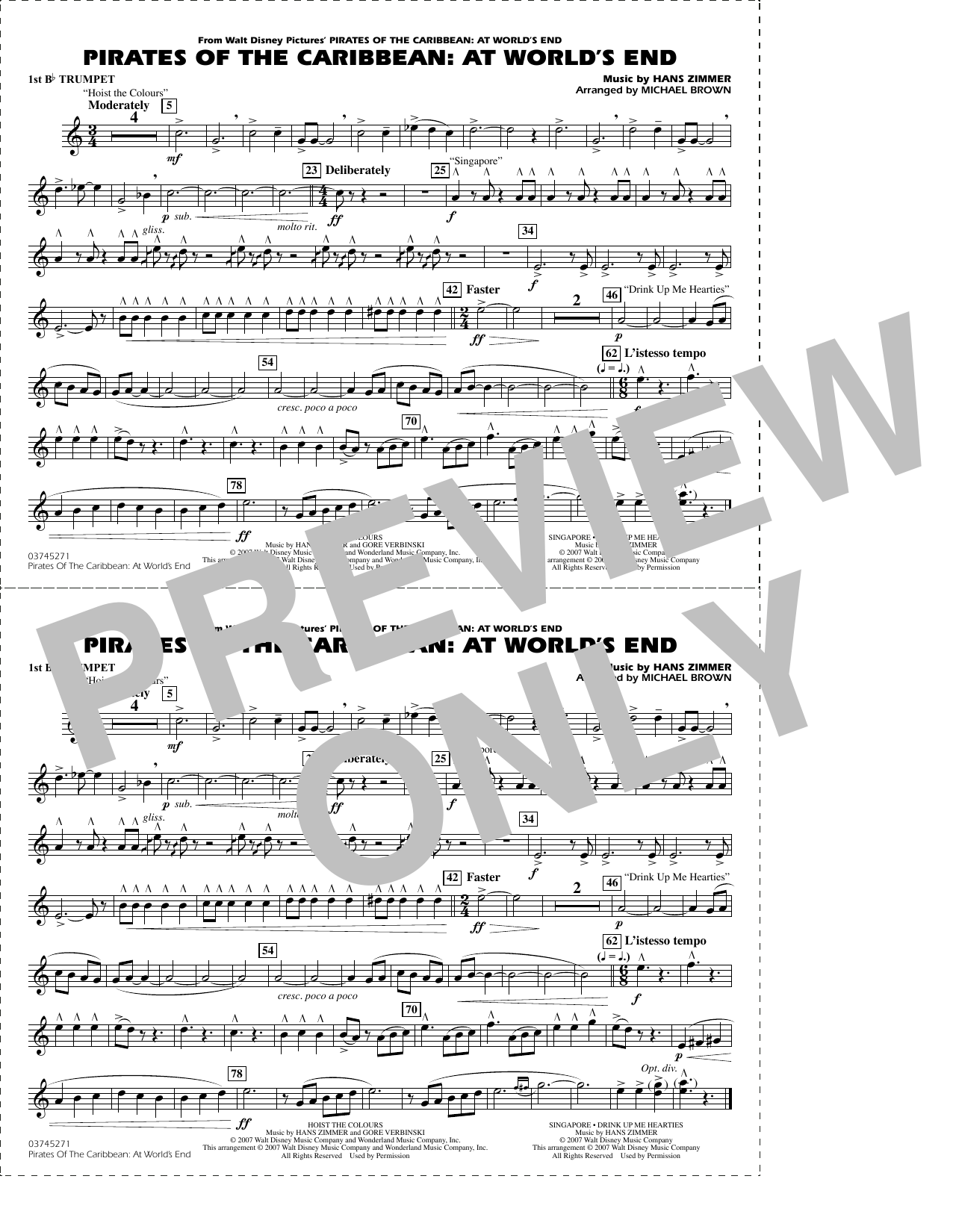 Pirates of the Caribbean: At World's End (arr. Brown) - 1st Bb Trumpet