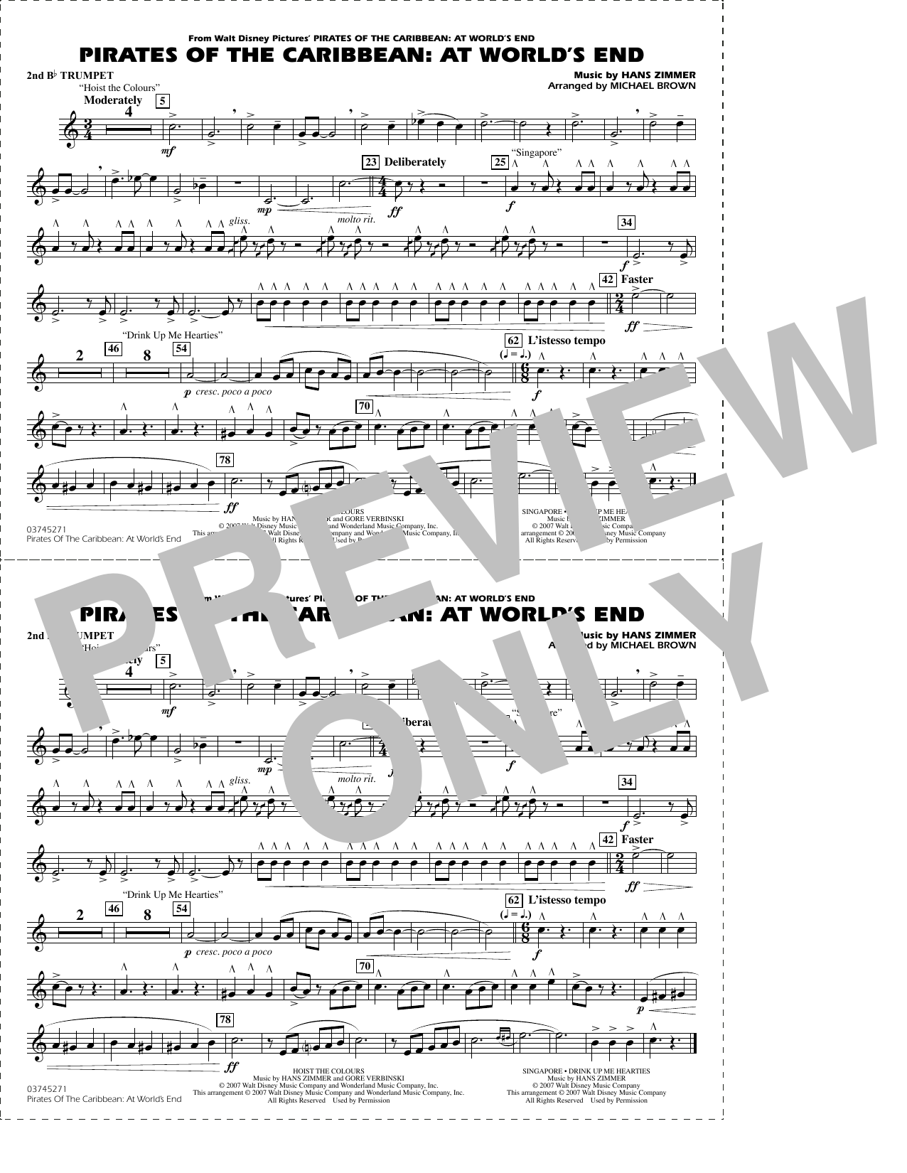 Pirates of the Caribbean: At World's End (arr. Brown) - 2nd Bb Trumpet