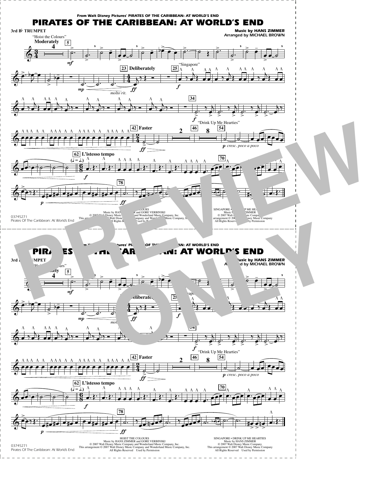 Pirates of the Caribbean: At World's End (arr. Brown) - 3rd Bb Trumpet