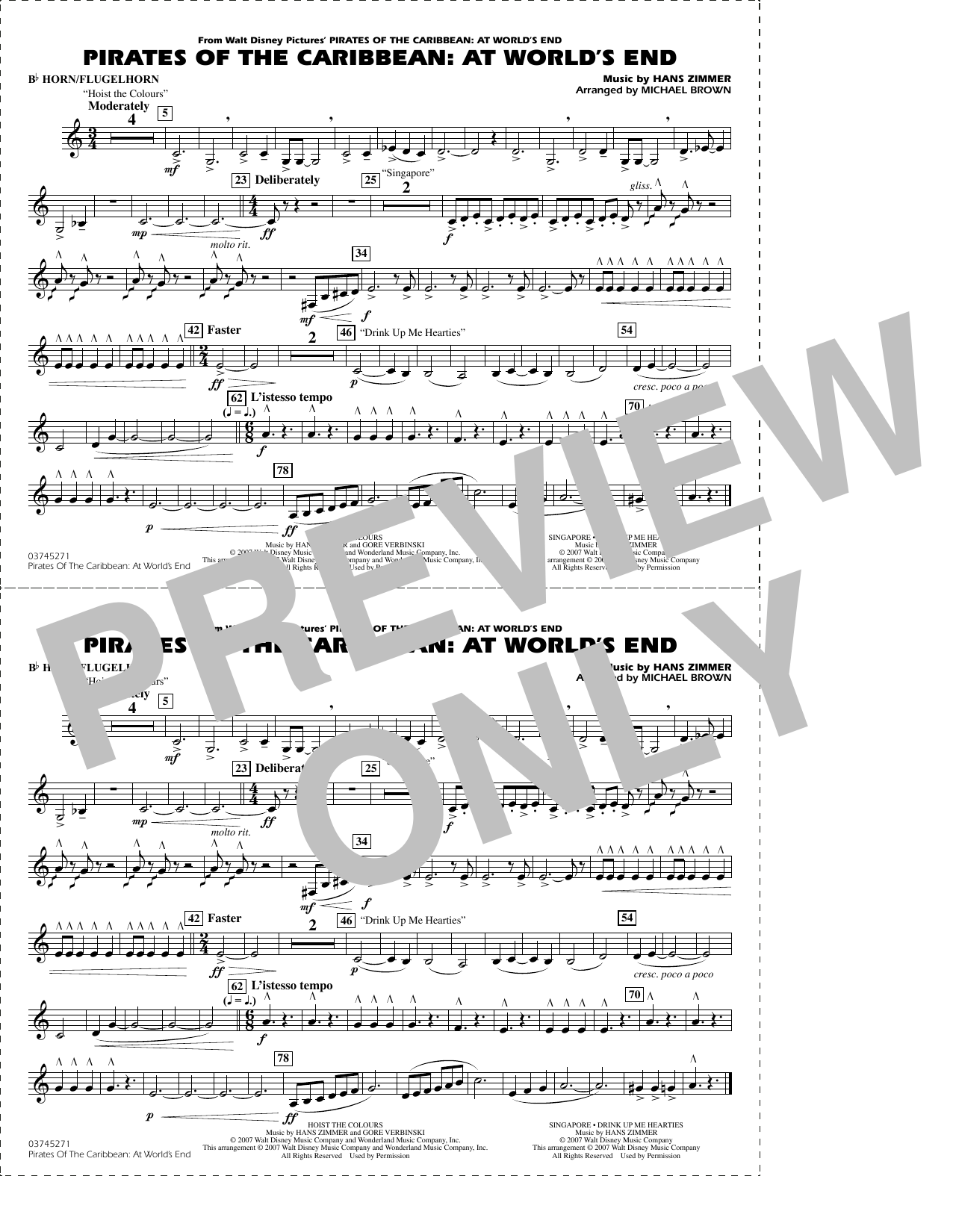 Pirates of the Caribbean: At World's End (arr. Brown) - Bb Horn/Flugelhorn
