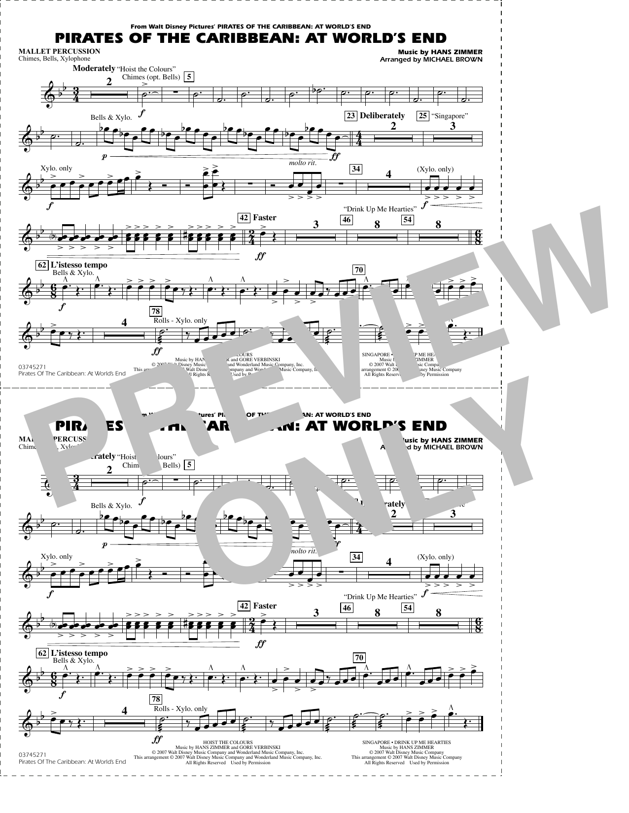 Pirates of the Caribbean: At World's End (arr. Brown) - Mallet Percussion