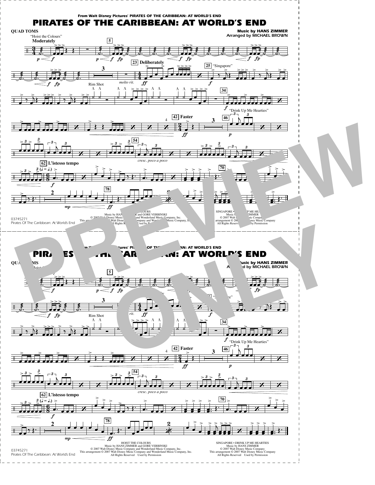 Pirates of the Caribbean: At World's End (arr. Brown) - Quad Toms
