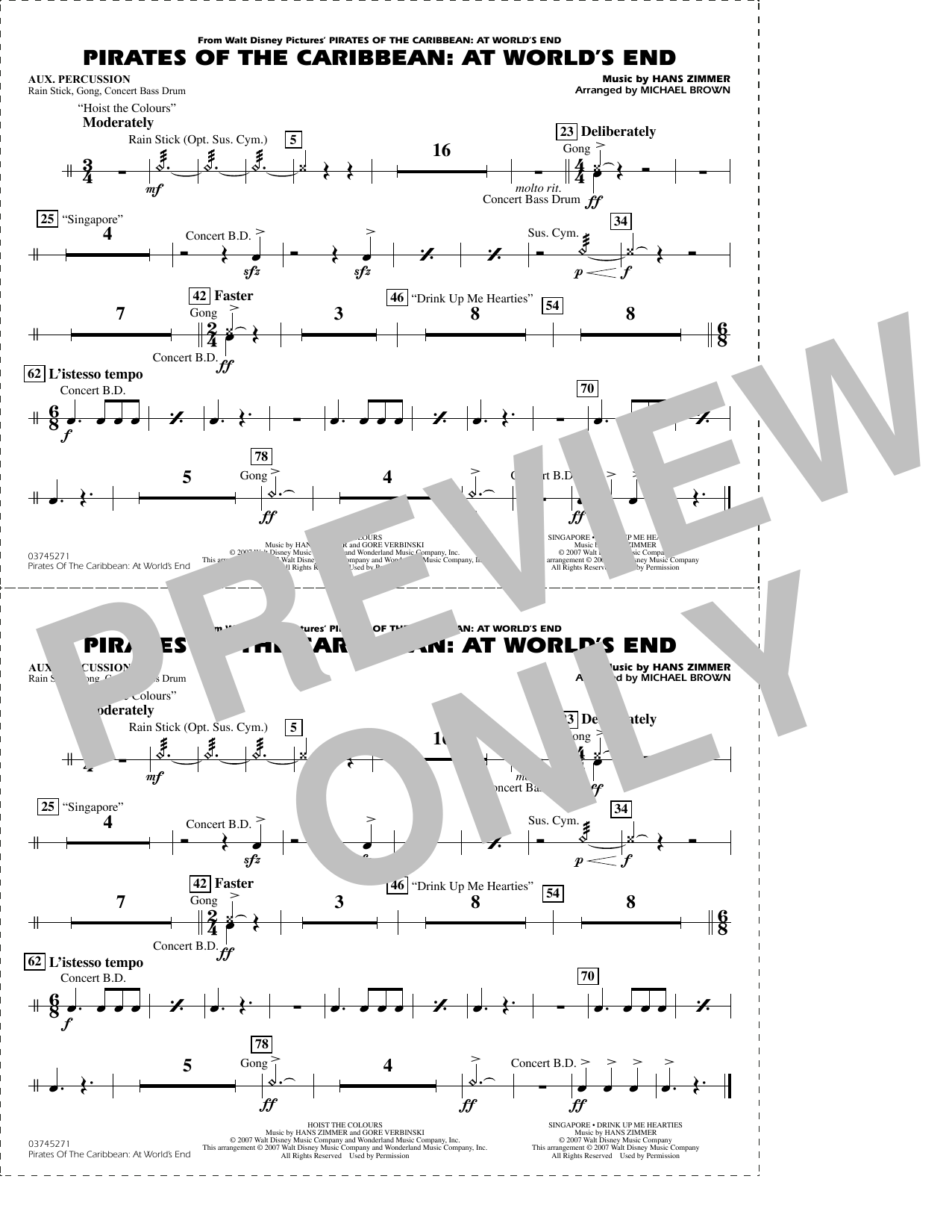 Pirates of the Caribbean: At World's End (arr. Brown) - Aux Percussion