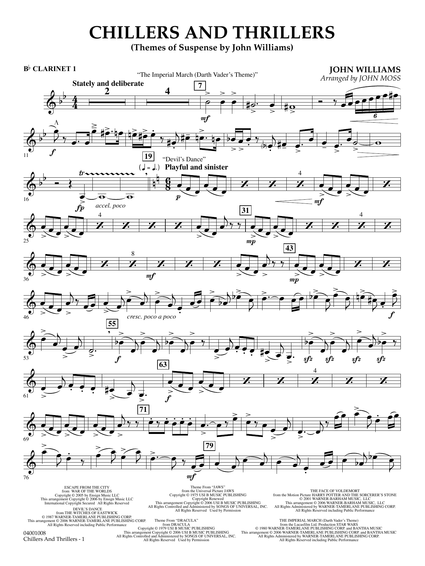 Chillers and Thrillers (arr. John Moss) - Bb Clarinet 1