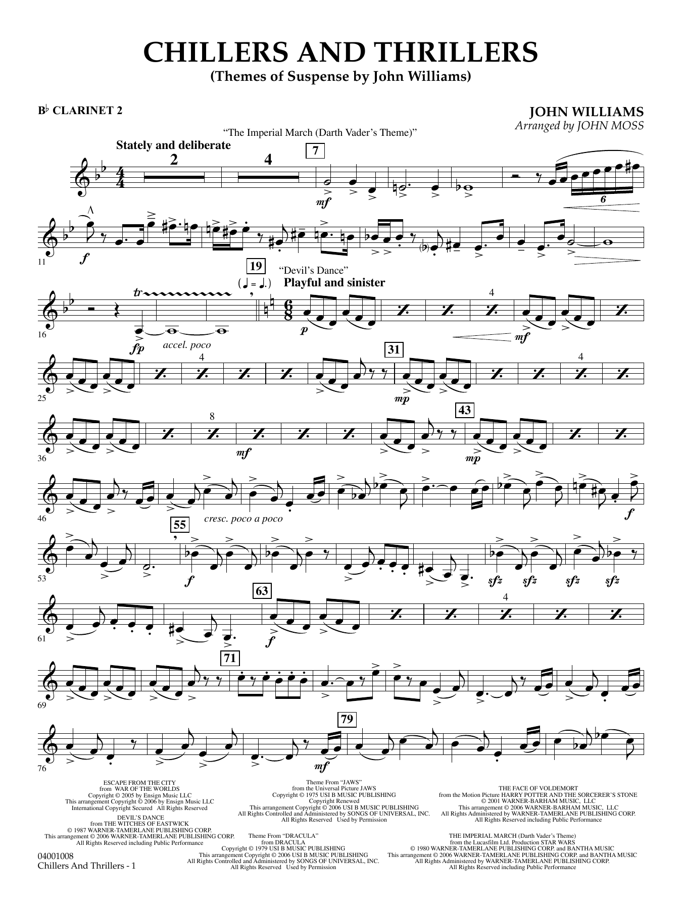 Chillers and Thrillers (arr. John Moss) - Bb Clarinet 2