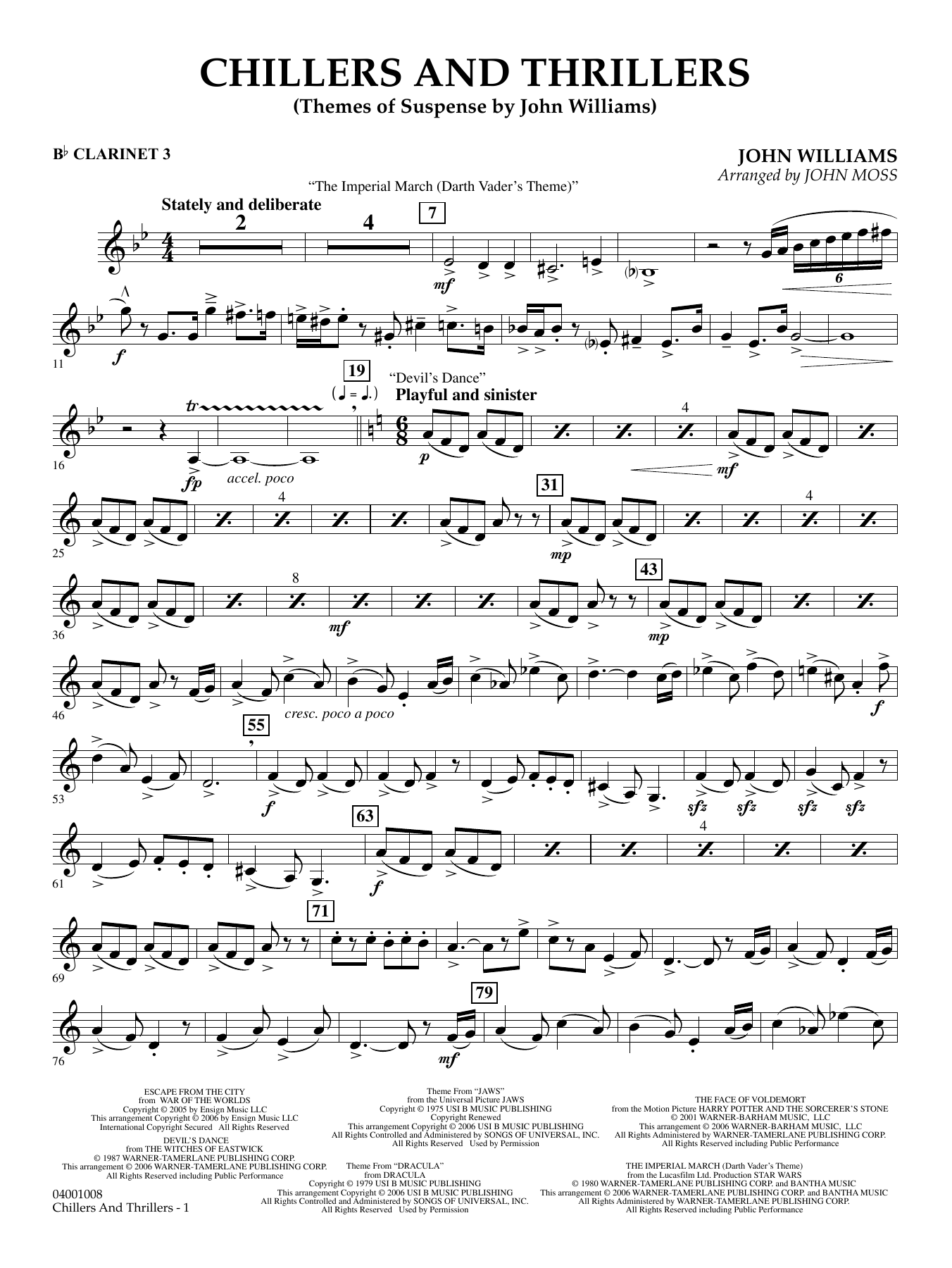 Chillers and Thrillers (arr. John Moss) - Bb Clarinet 3