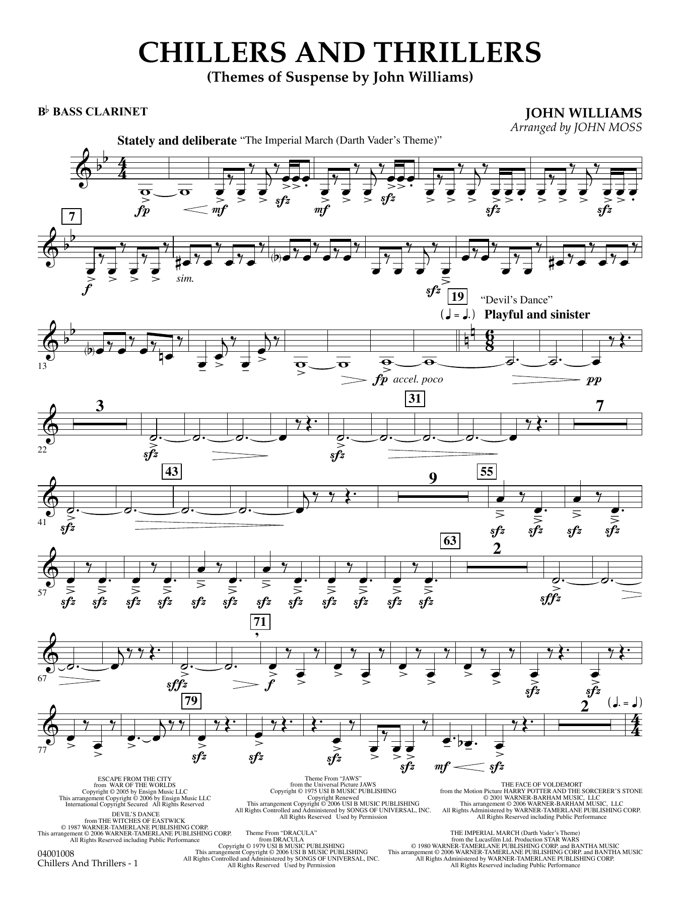 Chillers and Thrillers (arr. John Moss) - Bb Bass Clarinet