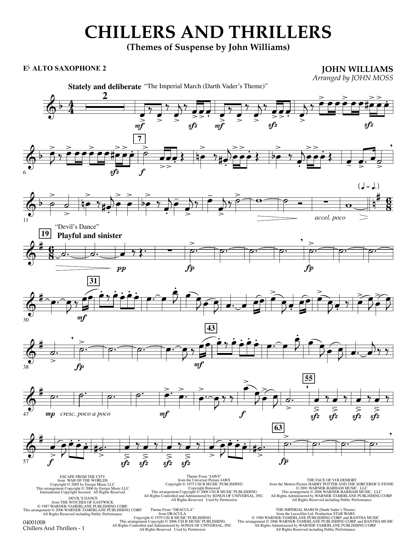 Chillers and Thrillers (arr. John Moss) - Eb Alto Saxophone 2