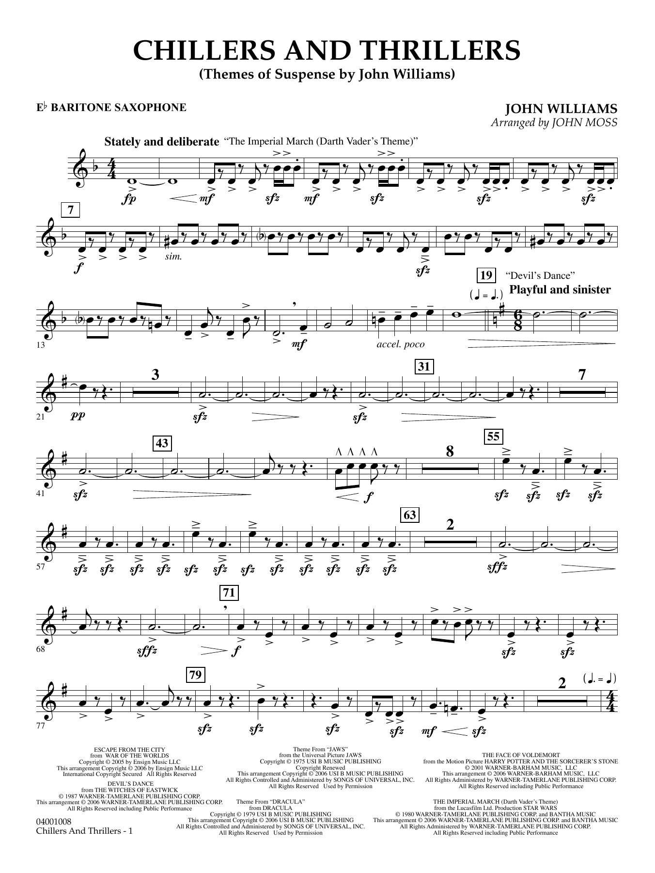 Chillers and Thrillers (arr. John Moss) - Eb Baritone Saxophone