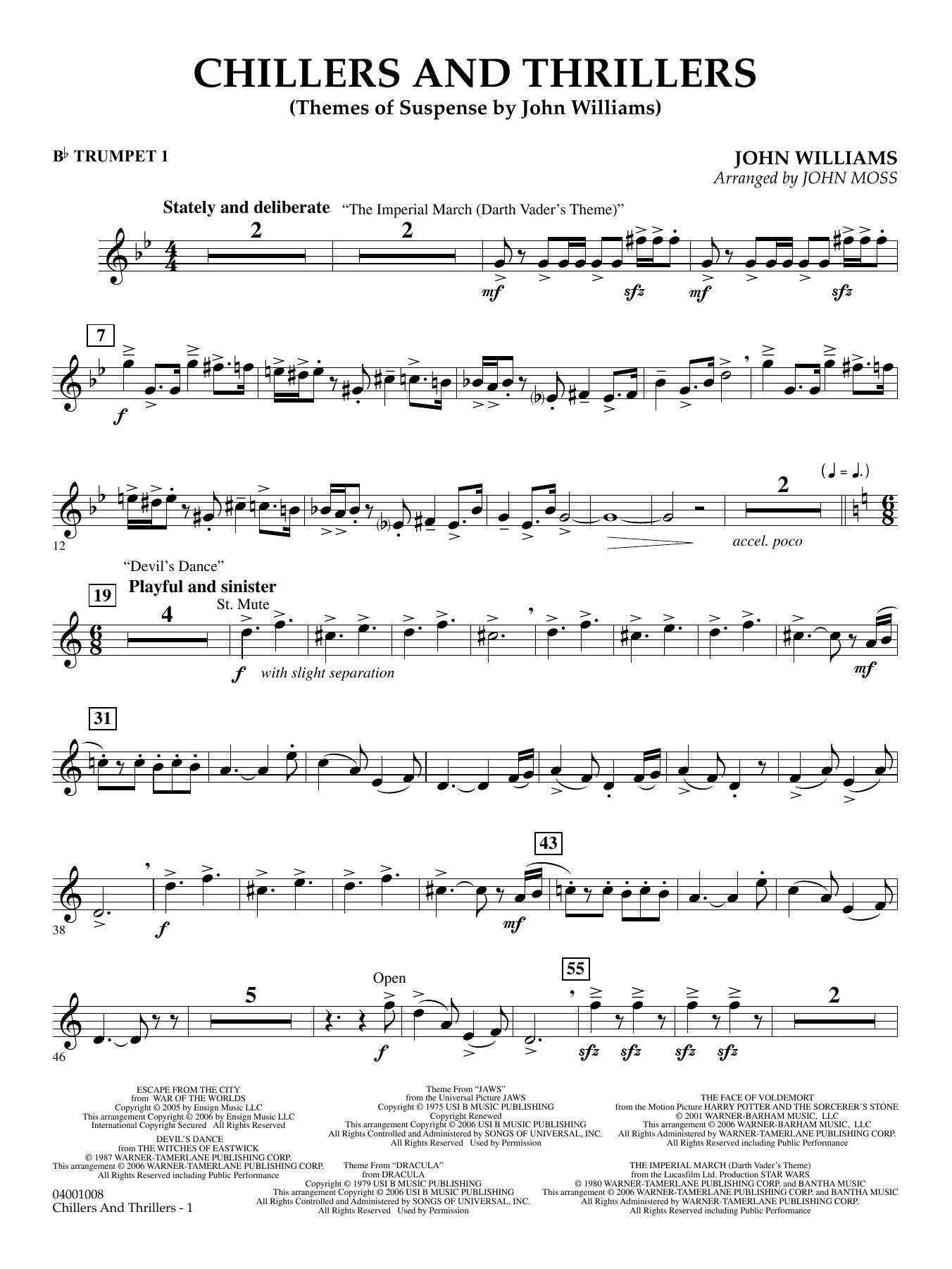 Chillers and Thrillers (arr. John Moss) - Bb Trumpet 1