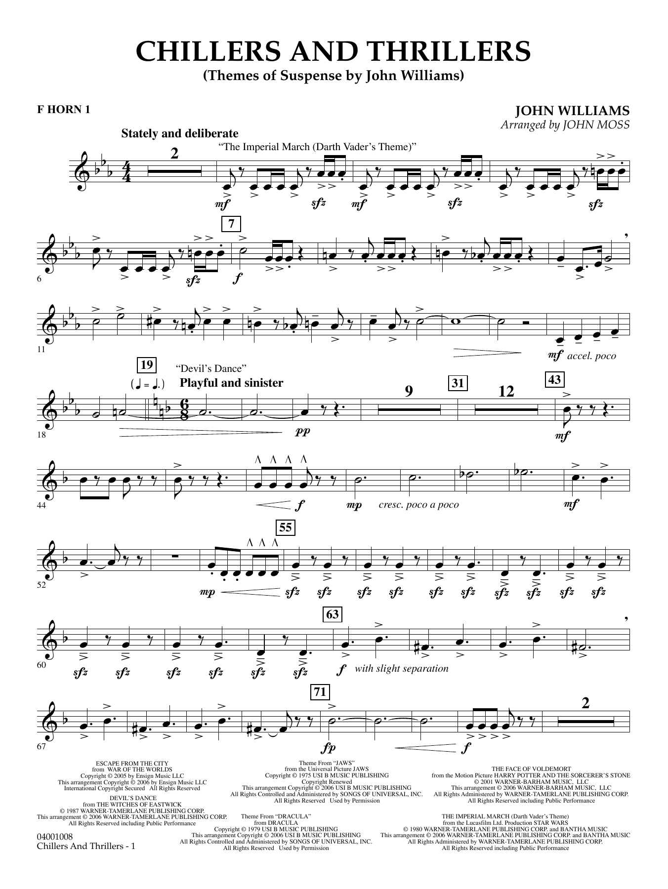 Chillers and Thrillers (arr. John Moss) - F Horn 1