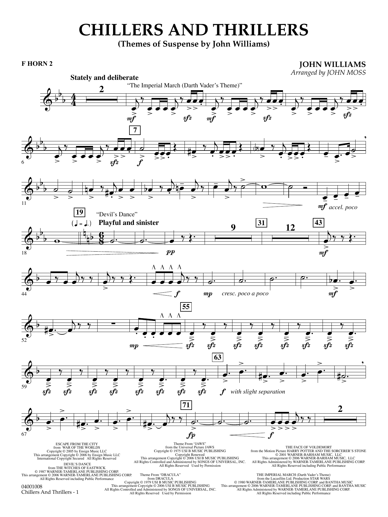 Chillers and Thrillers (arr. John Moss) - F Horn 2