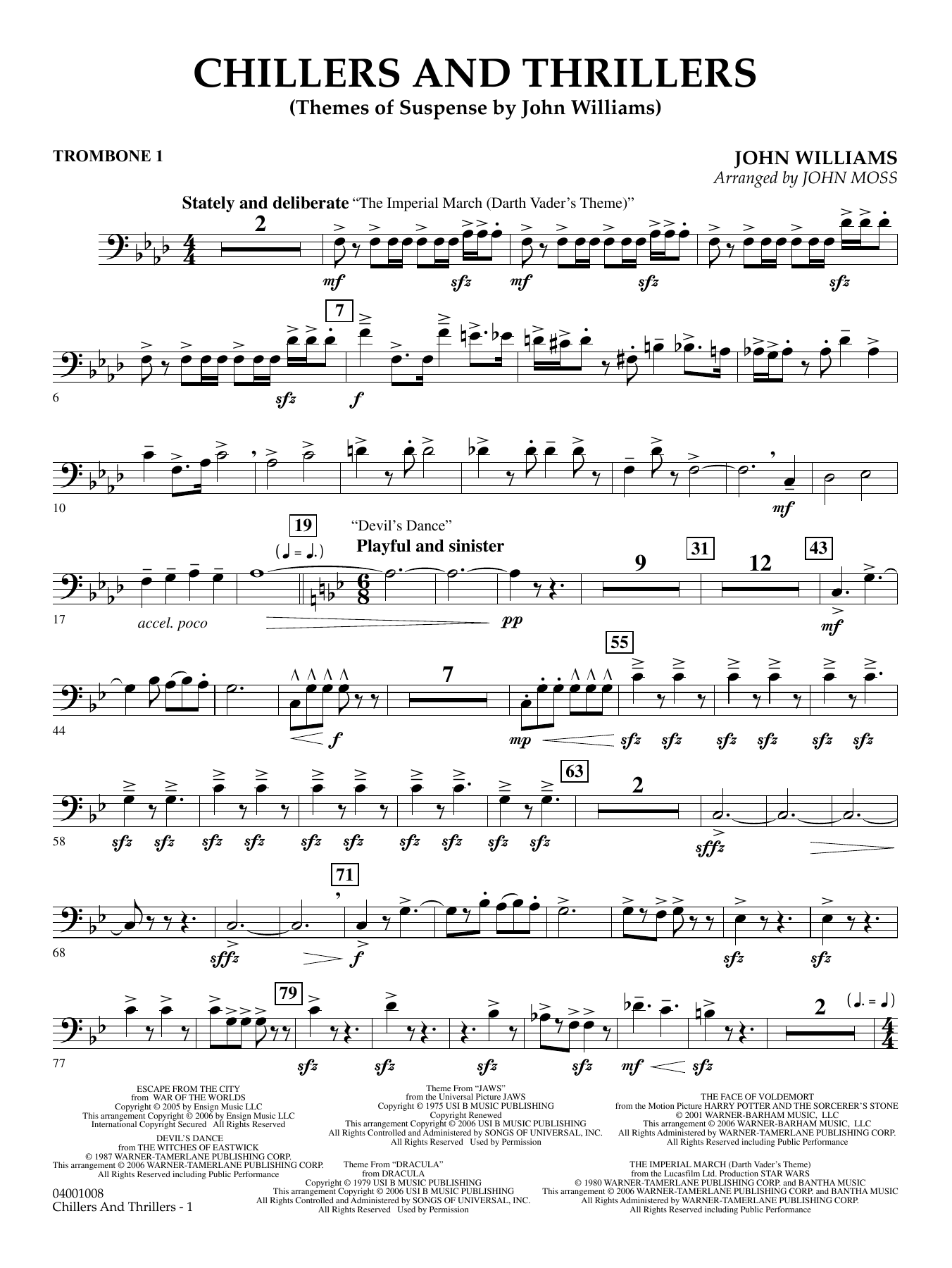 Chillers and Thrillers (arr. John Moss) - Trombone 1
