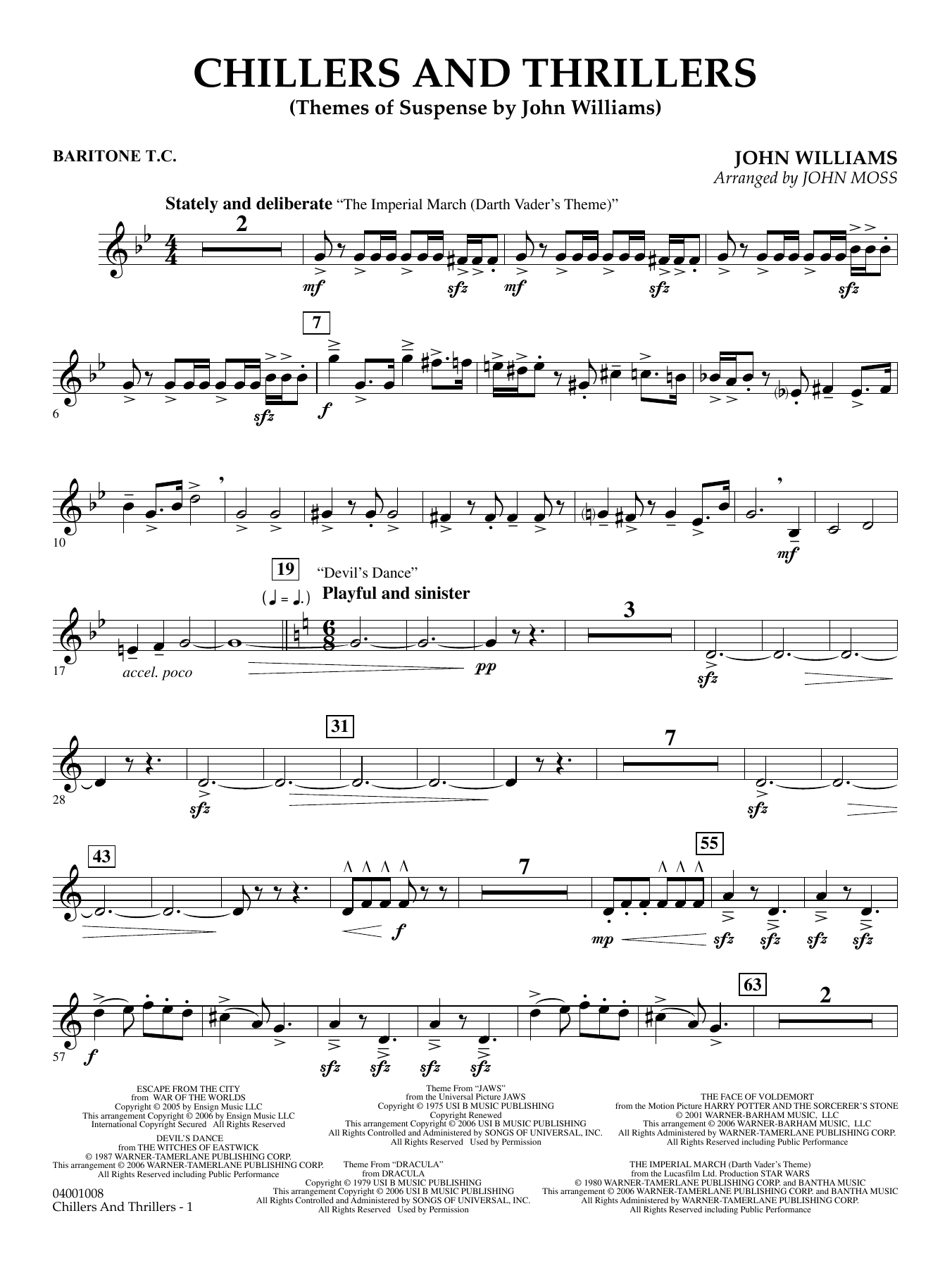 Chillers and Thrillers (arr. John Moss) - Baritone T.C.