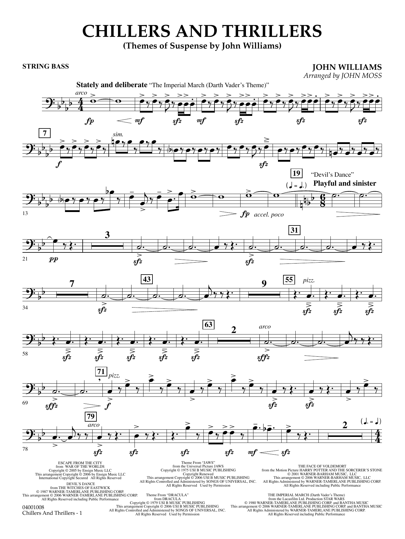 Chillers and Thrillers (arr. John Moss) - String Bass