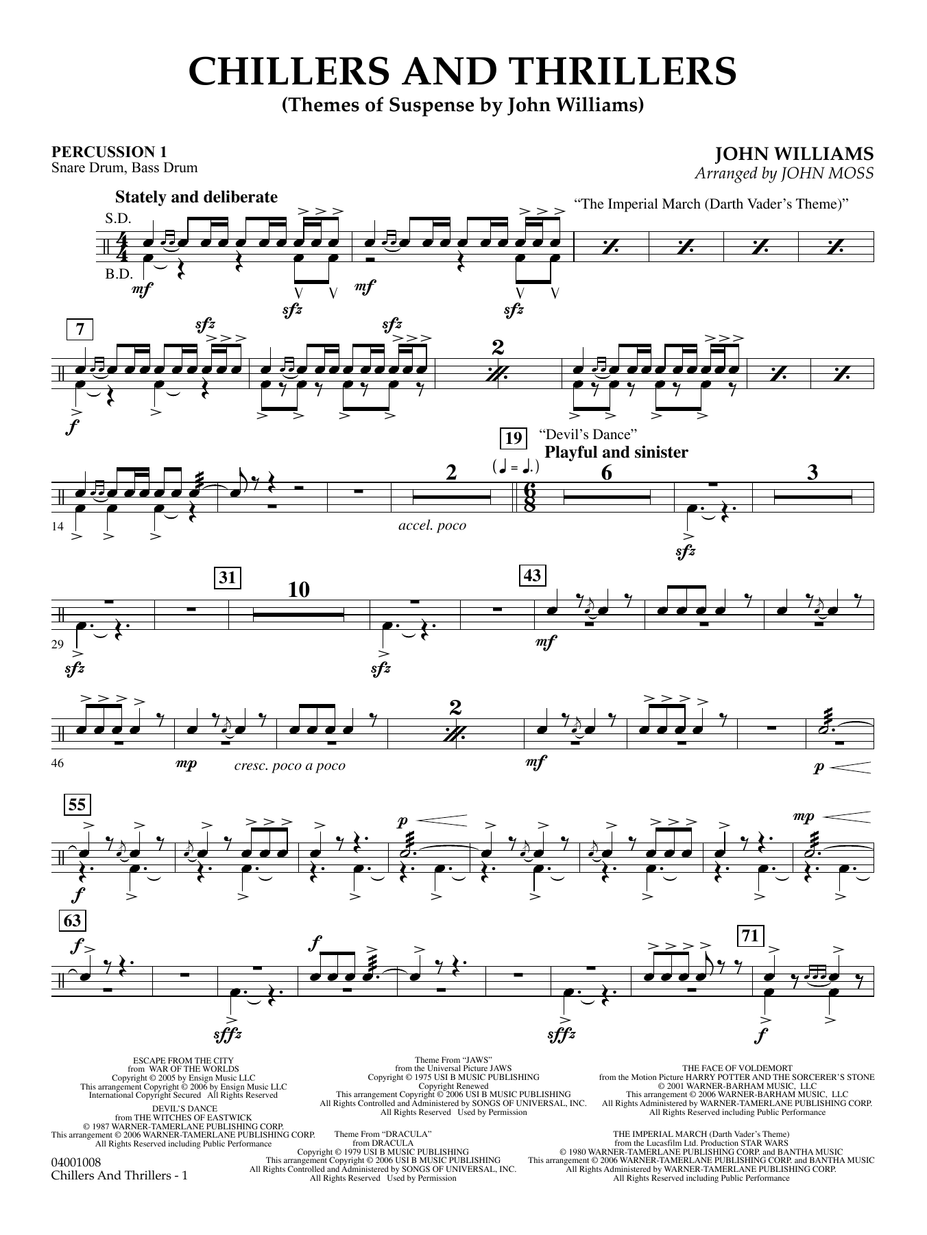 Chillers and Thrillers (arr. John Moss) - Percussion 1