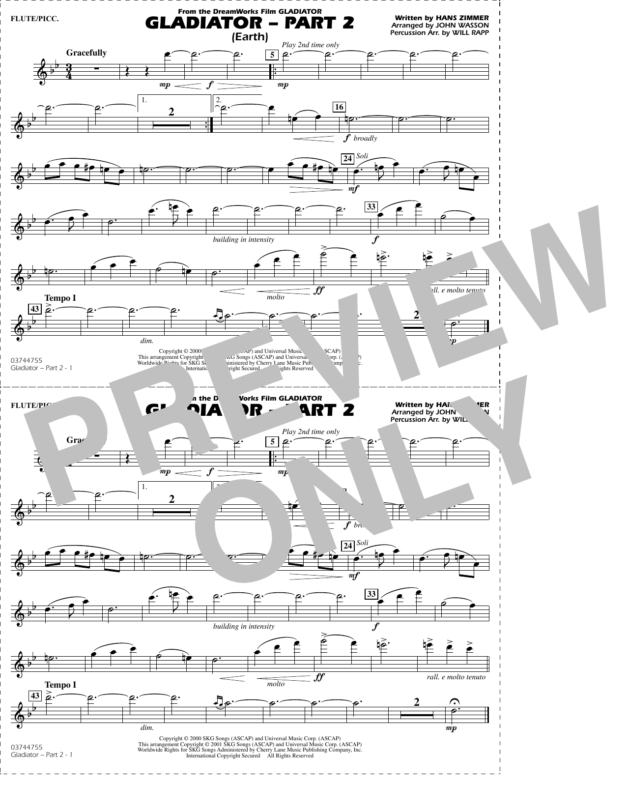 Gladiator Part 2 (arr. Rapp & Wasson) - Flute/Piccolo