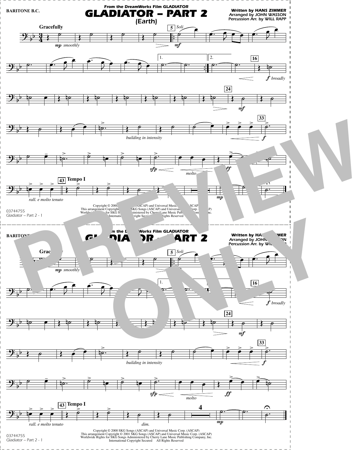 Gladiator Part 2 (arr. Rapp & Wasson) - Baritone B.C.