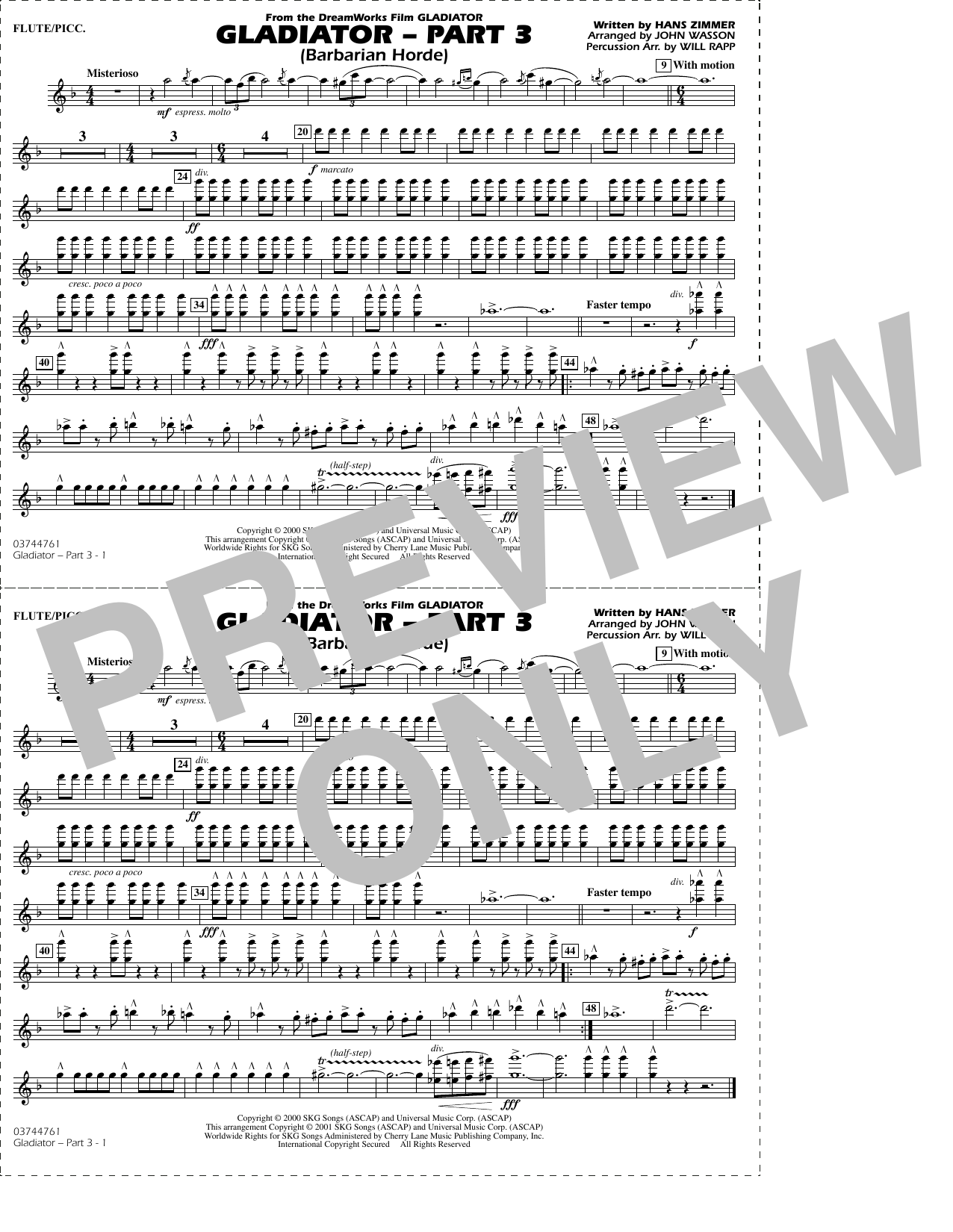 Gladiator (arr. Rapp & Wasson) Part 3 - Flute/Piccolo