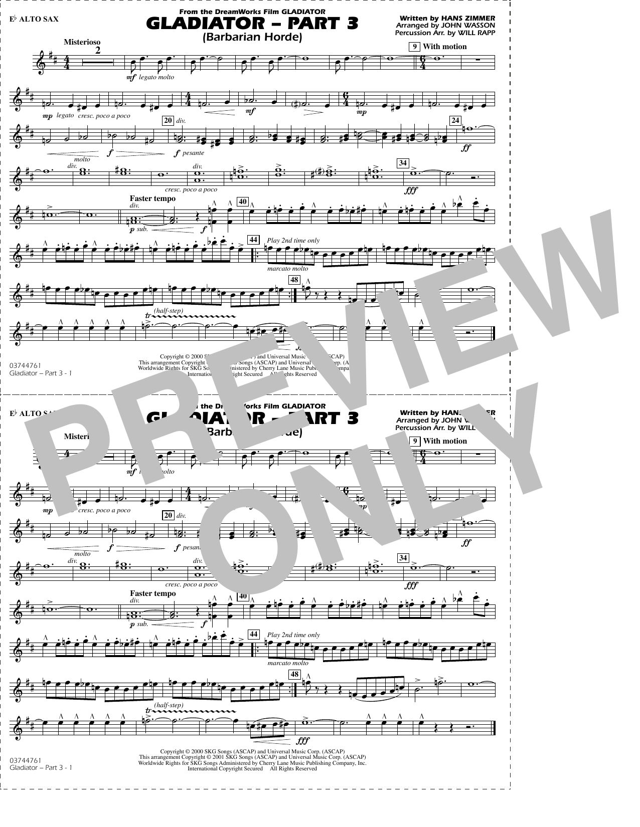 Gladiator (arr. Rapp & Wasson) Part 3 - Eb Alto Sax