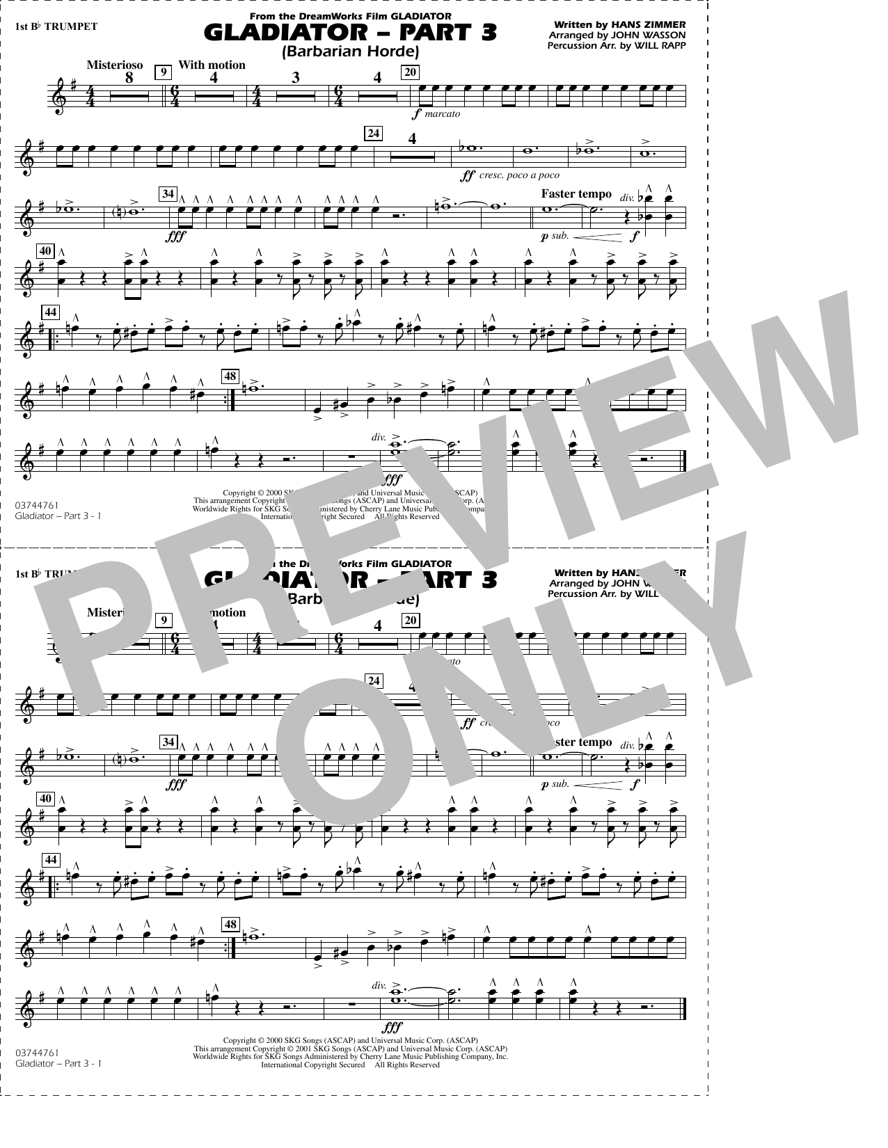 Gladiator (arr. Rapp & Wasson) Part 3 - 1st Bb Trumpet