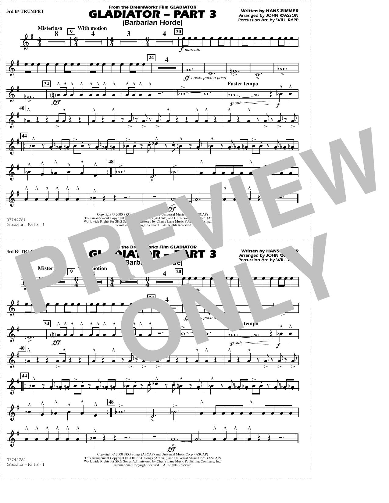 Gladiator (arr. Rapp & Wasson) Part 3 - 3rd Bb Trumpet