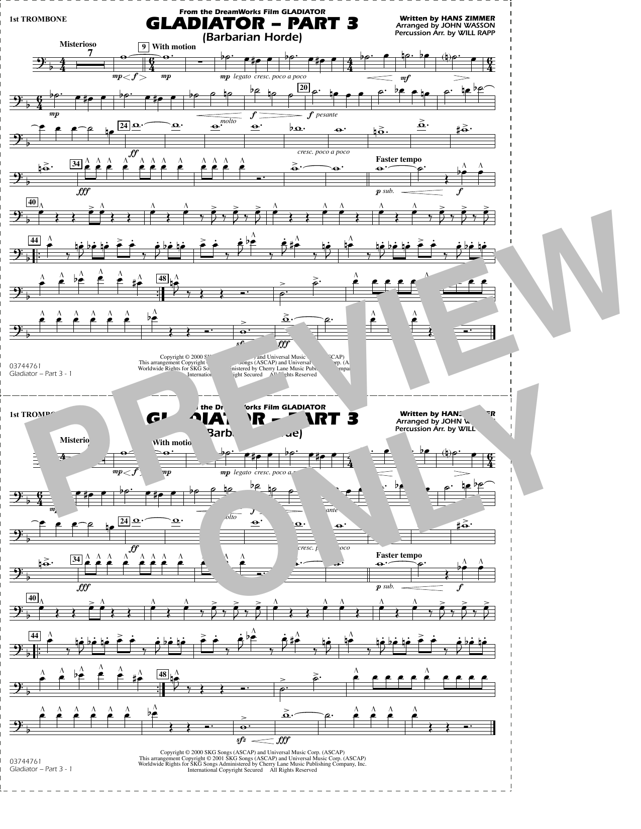 Gladiator (arr. Rapp & Wasson) Part 3 - 1st Trombone