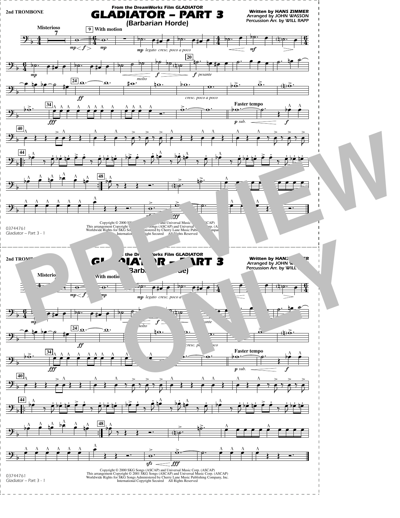 Gladiator (arr. Rapp & Wasson) Part 3 - 2nd Trombone