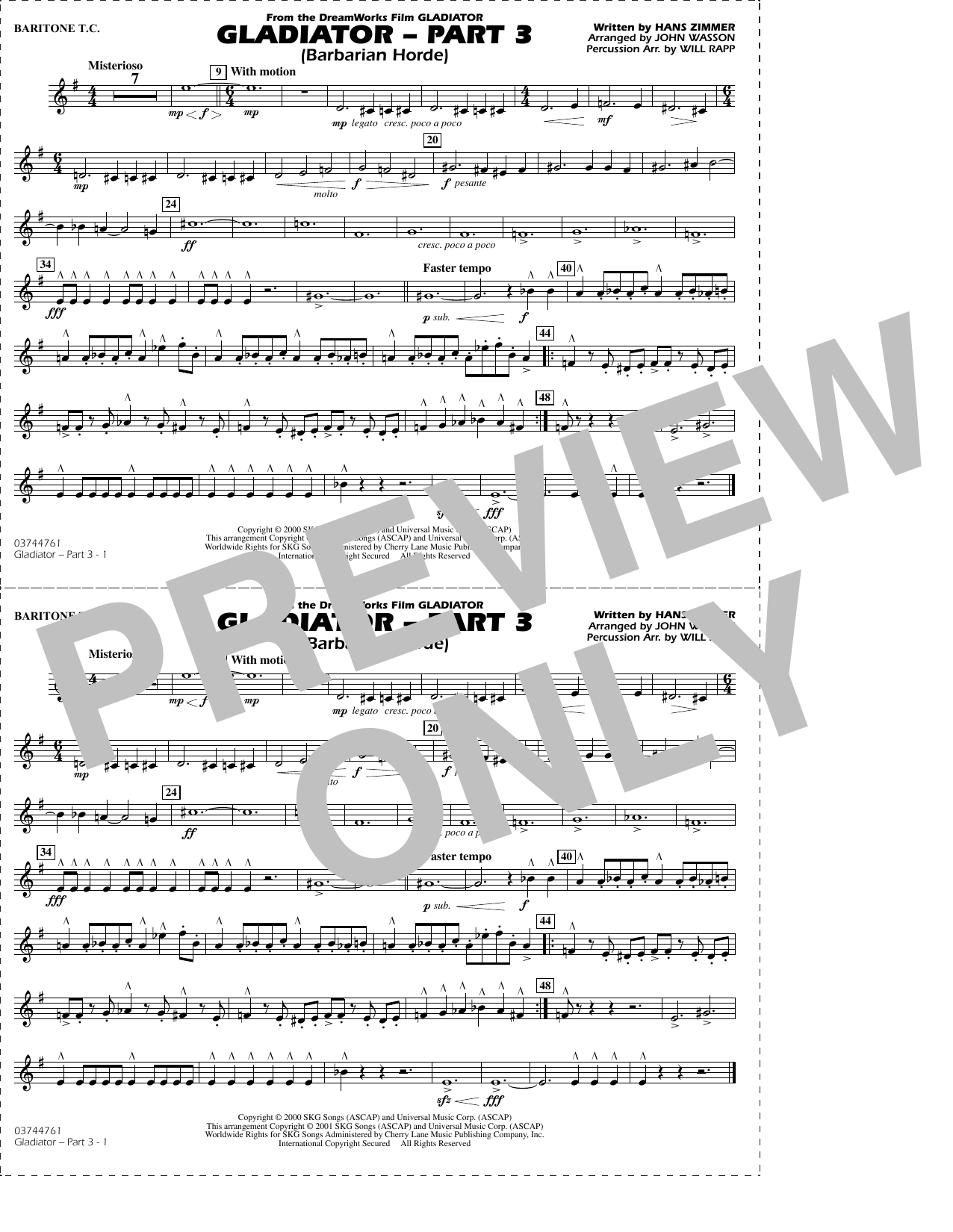 Gladiator (arr. Rapp & Wasson) Part 3 - Baritone T.C.