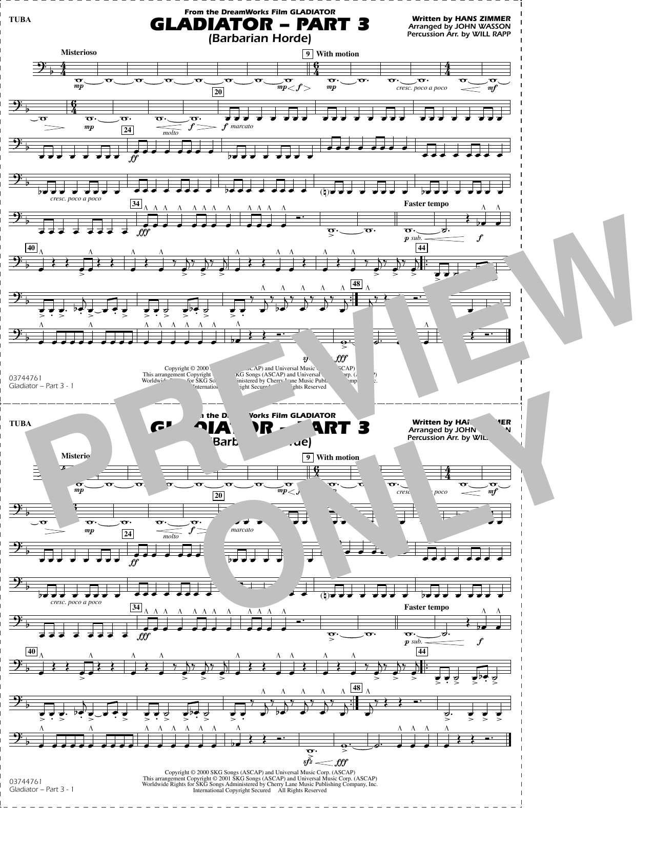 Gladiator (arr. Rapp & Wasson) Part 3 - Tuba