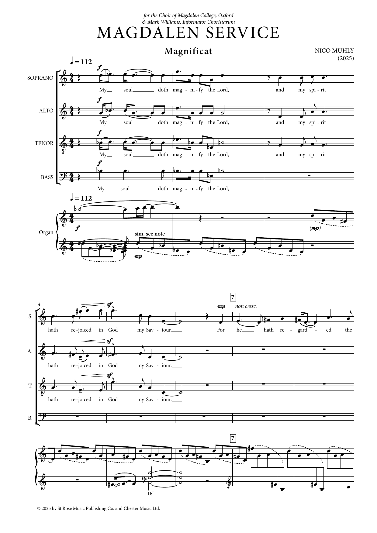 Magdalen Service: SATB Choral Octavo