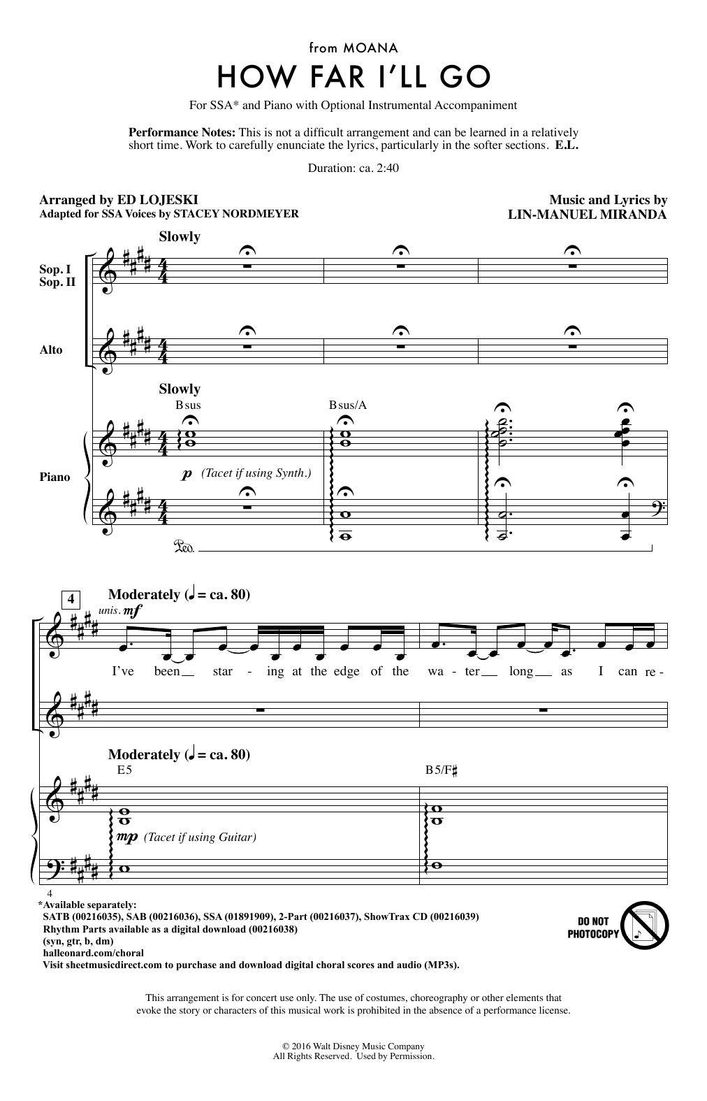 How Far I'll Go (from Moana) (arr. Ed Lojeski)