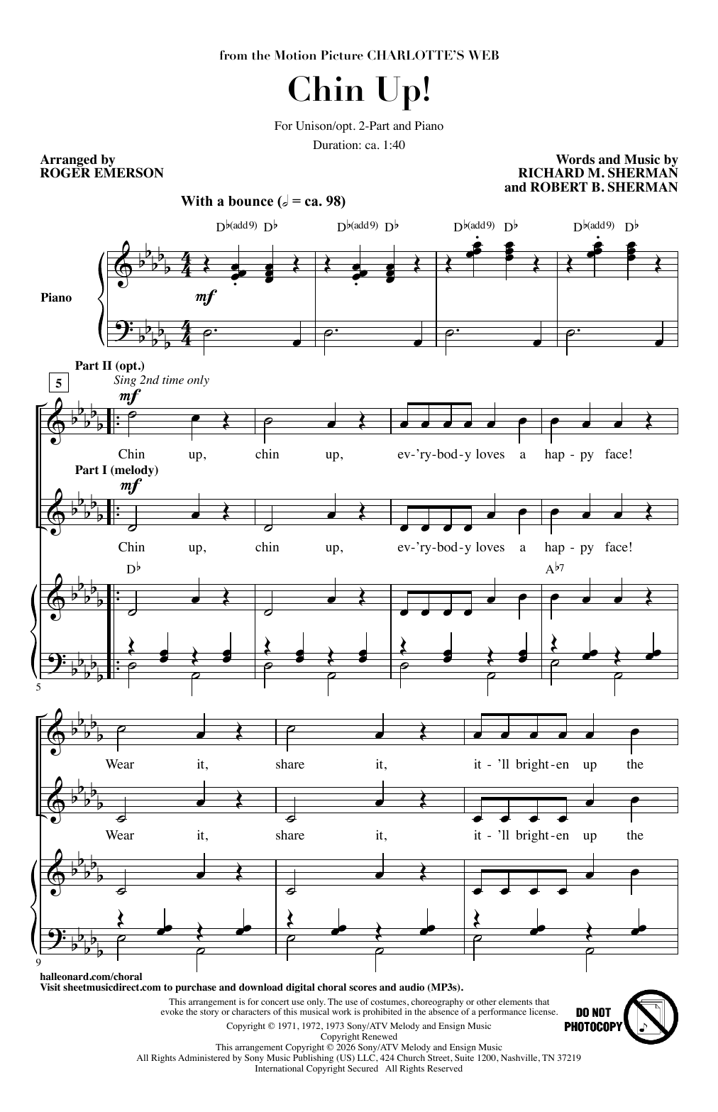 Chin Up! (from Charlotte's Web) (arr. Roger Emerson)