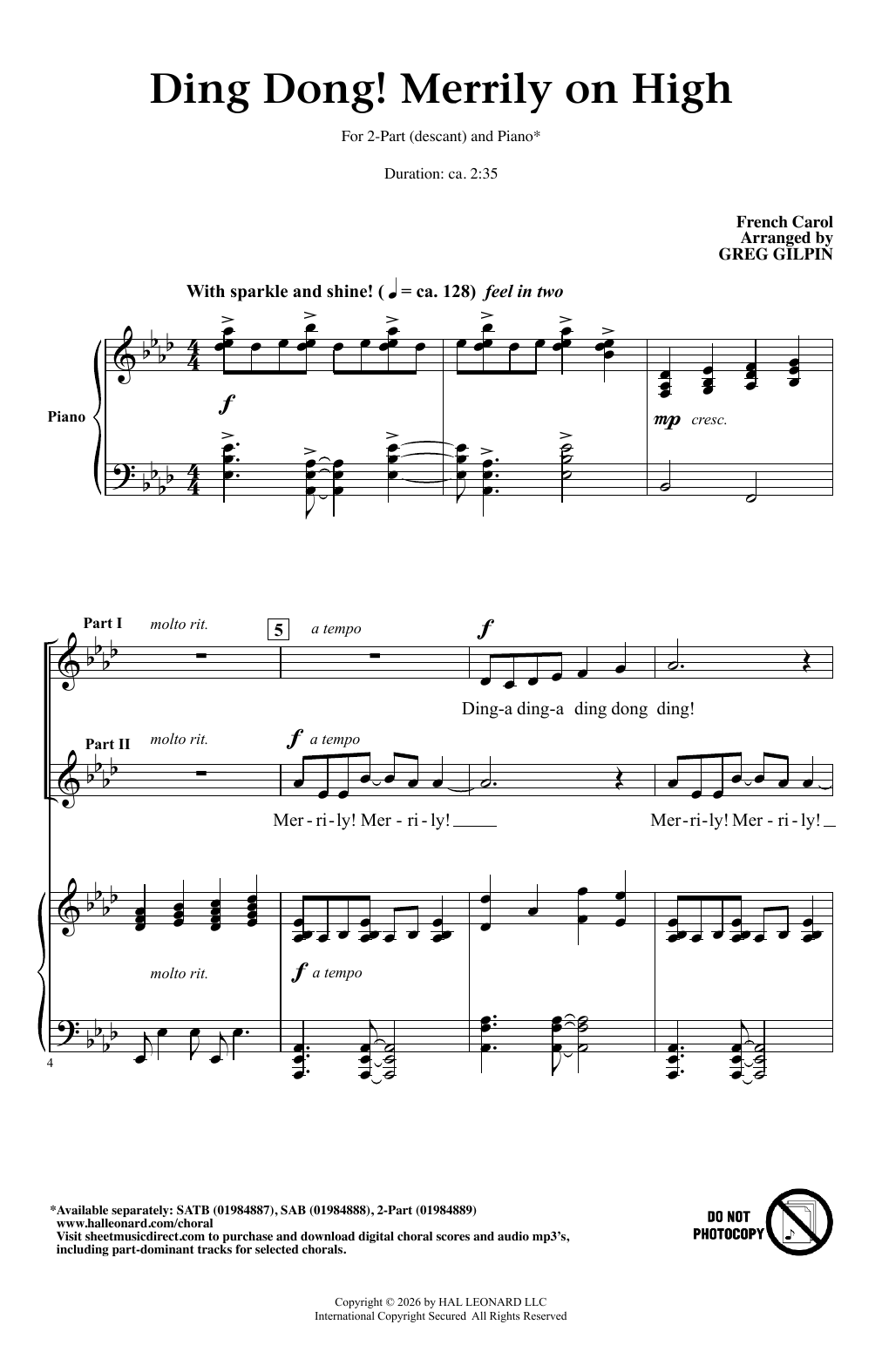 Ding Dong! Merrily On High (arr. Greg Gilpin)