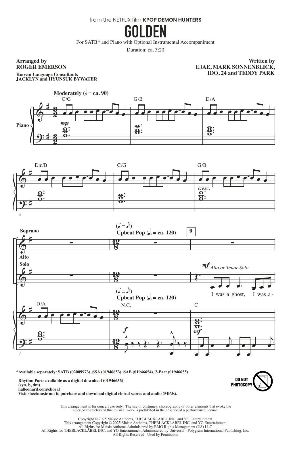 Golden (from KPop Demon Hunters) (arr. Roger Emerson)