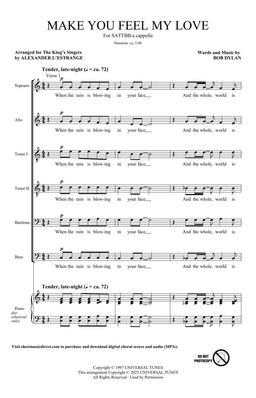 To Make You Feel My Love (arr. Alexander L'Estrange)