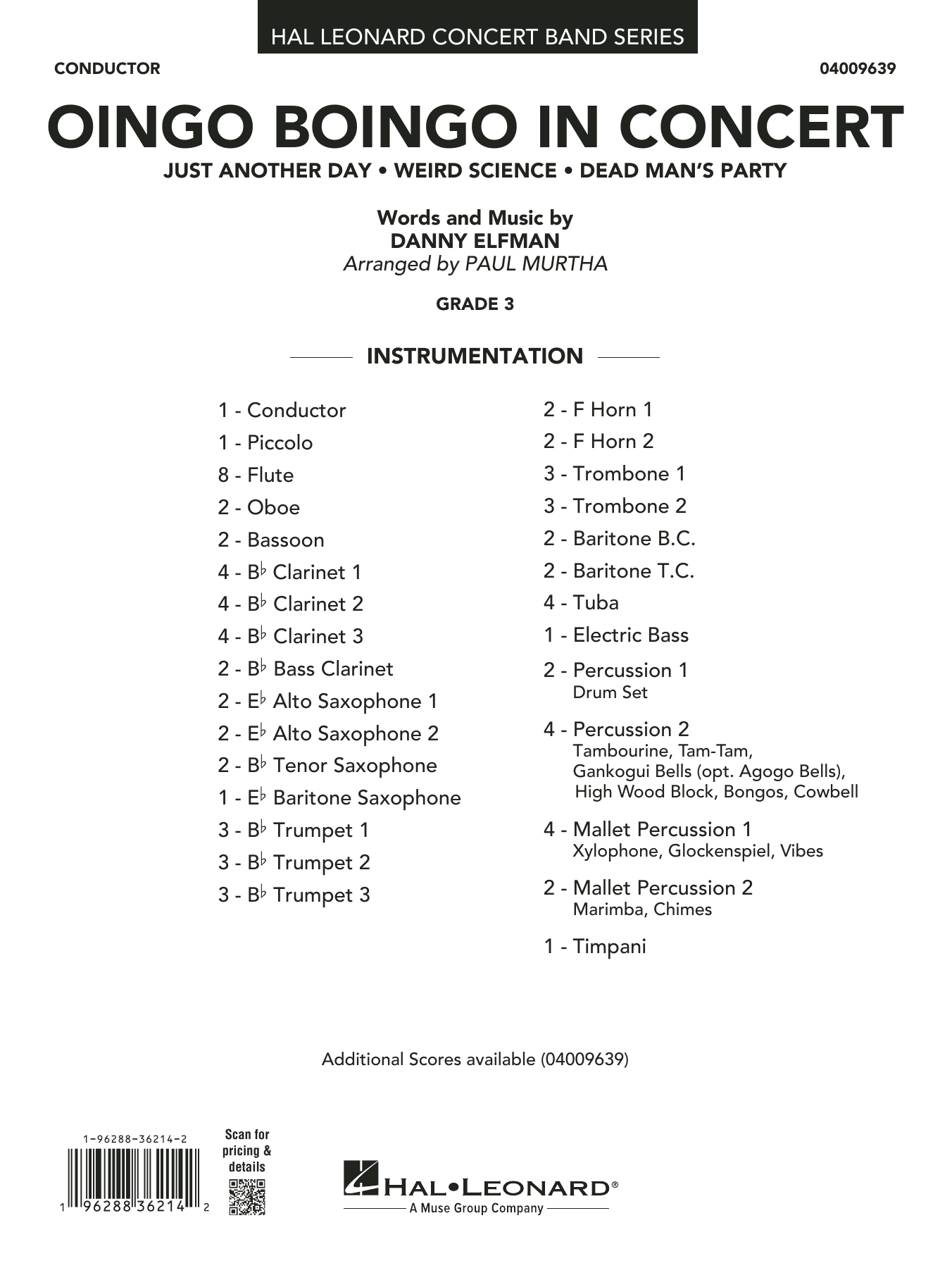 Oingo Boingo In Concert (arr. Paul Murtha) - Conductor Score (Full Score)