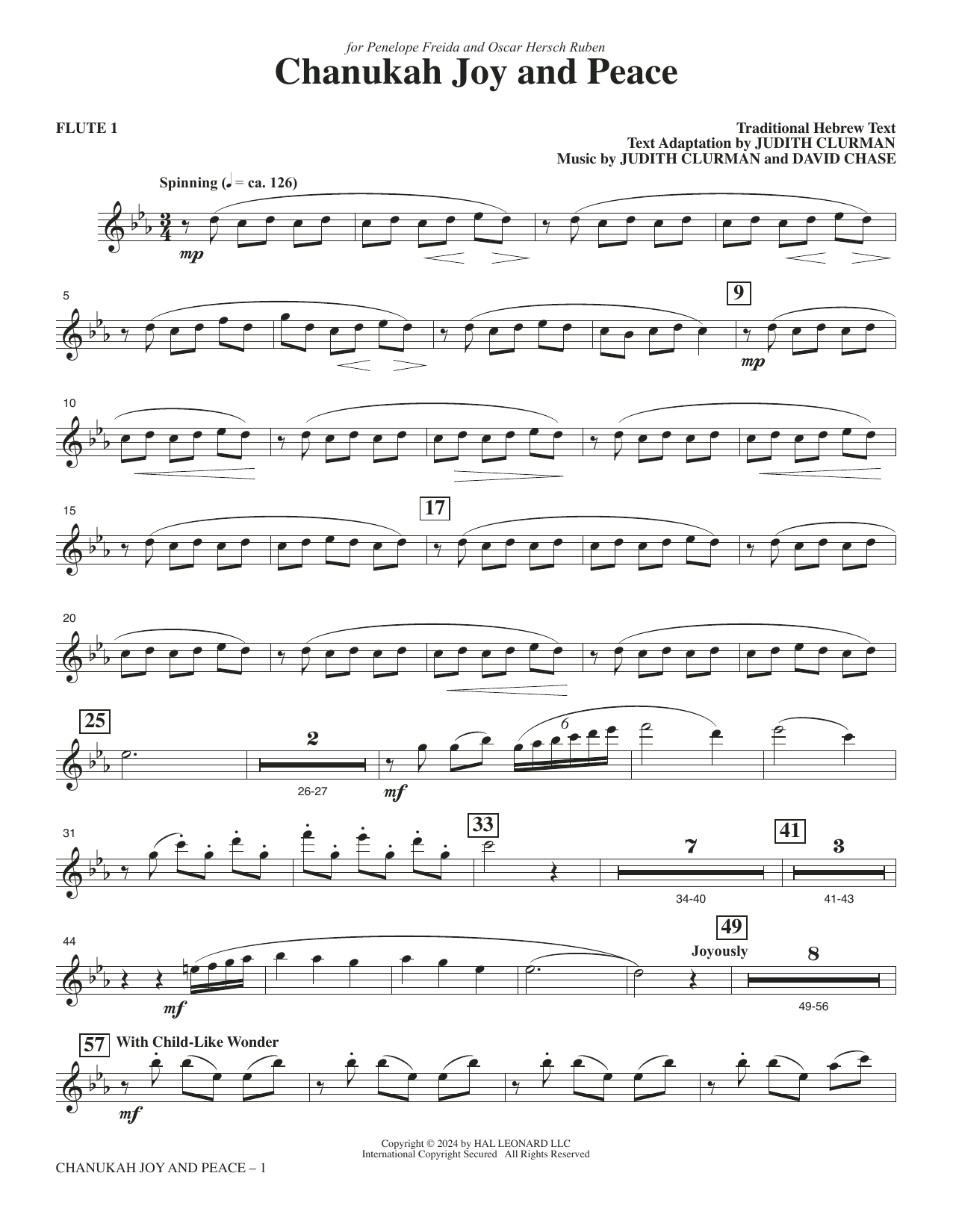 Chanukah Joy and Peace - Flute 1