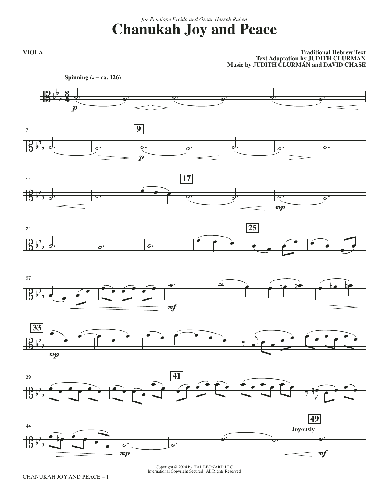 Chanukah Joy and Peace - Viola