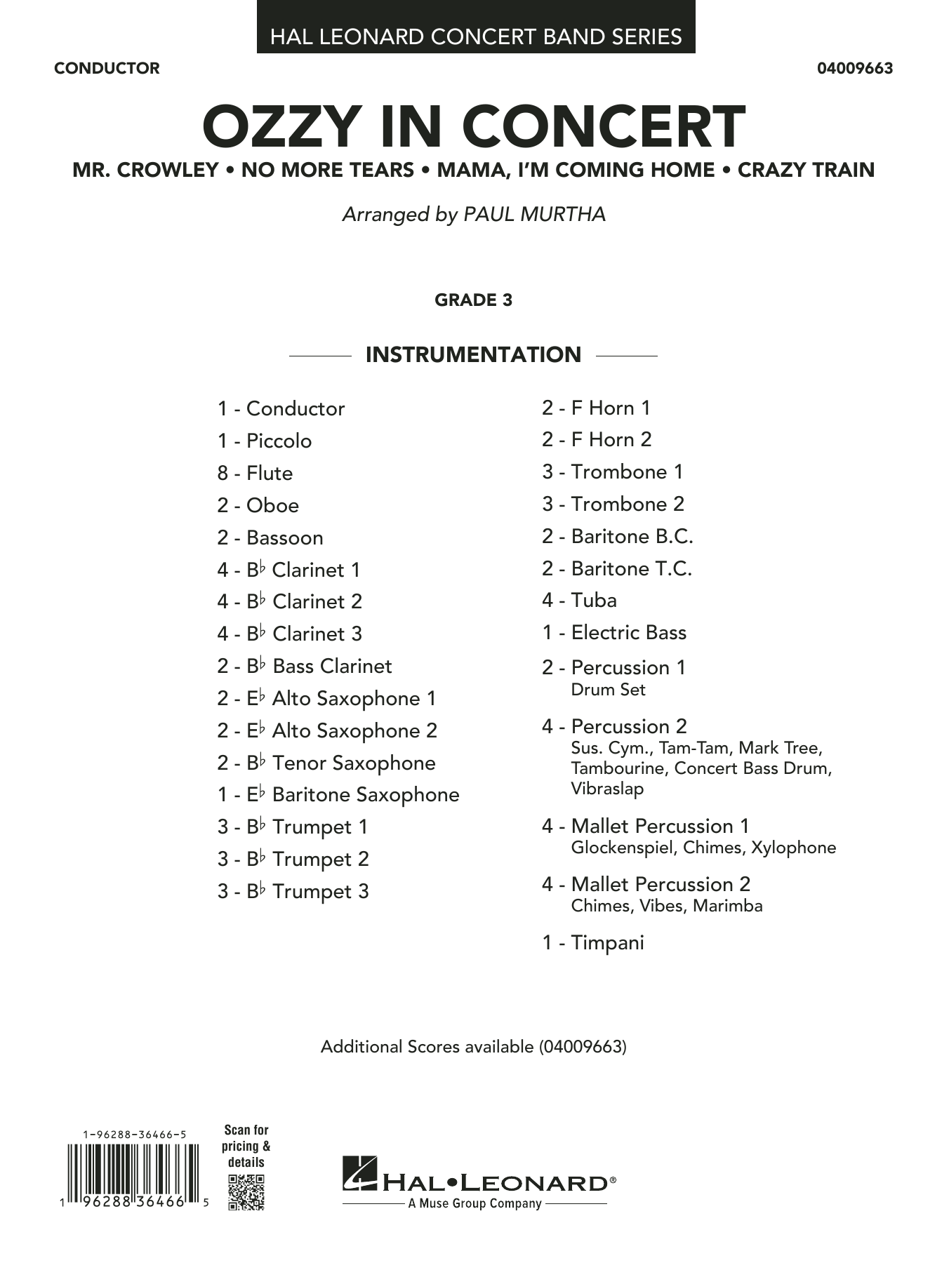 Ozzy In Concert - Conductor Score (Full Score)